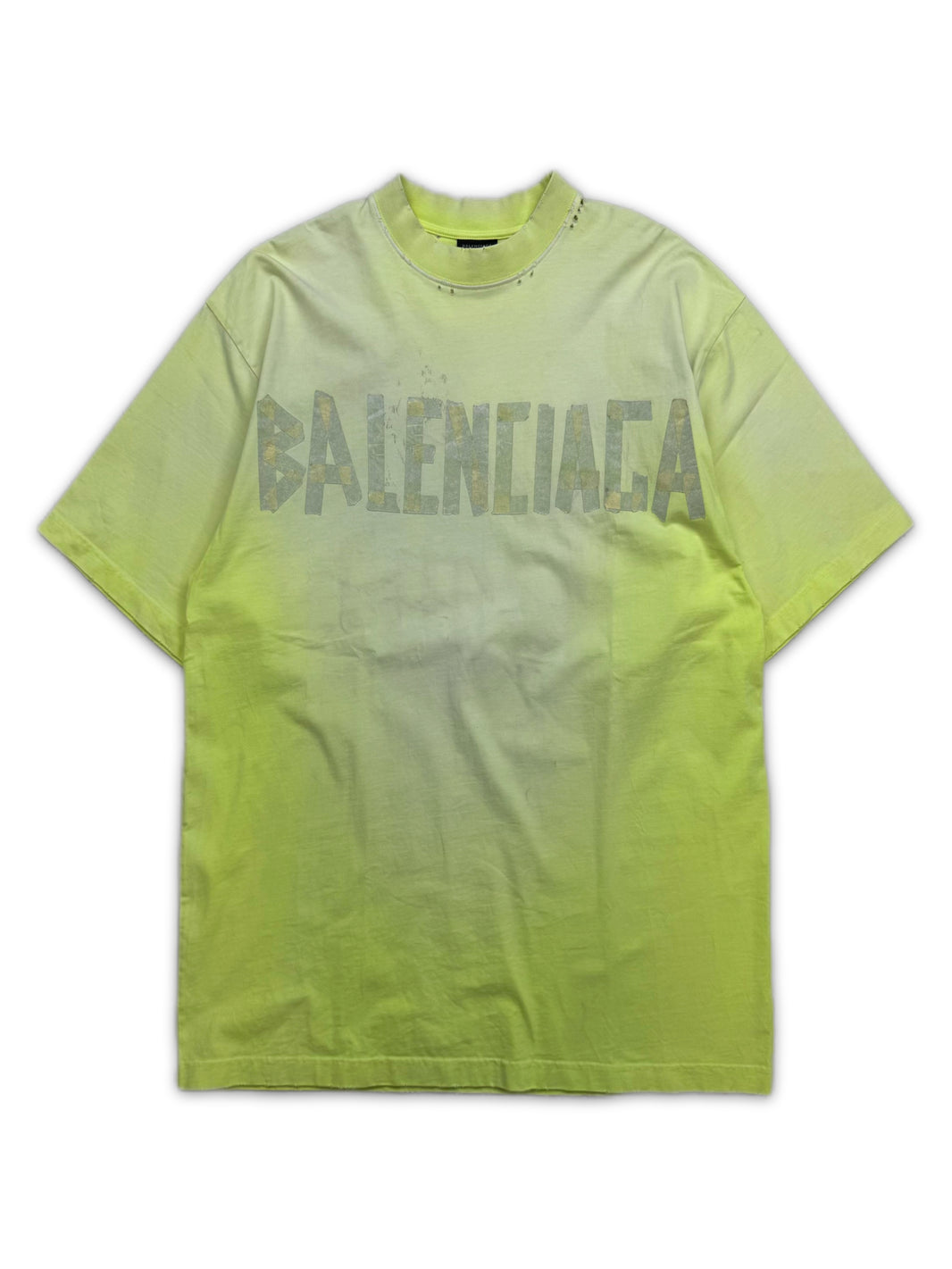 SS23 Balenciaga ‘Tape’ Neon Logo BB Yellow T-Shirt