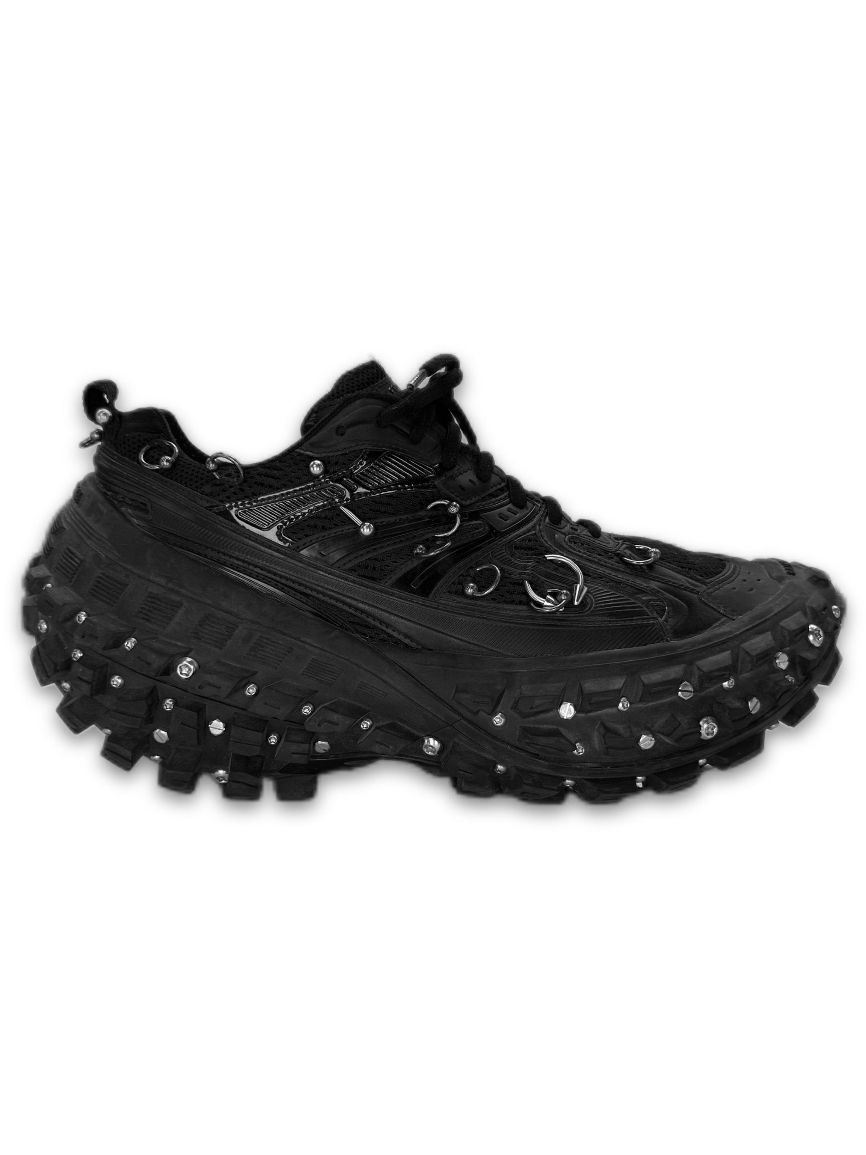 Balenciaga Pierced Bouncer Defender Black Chunky Sneakers