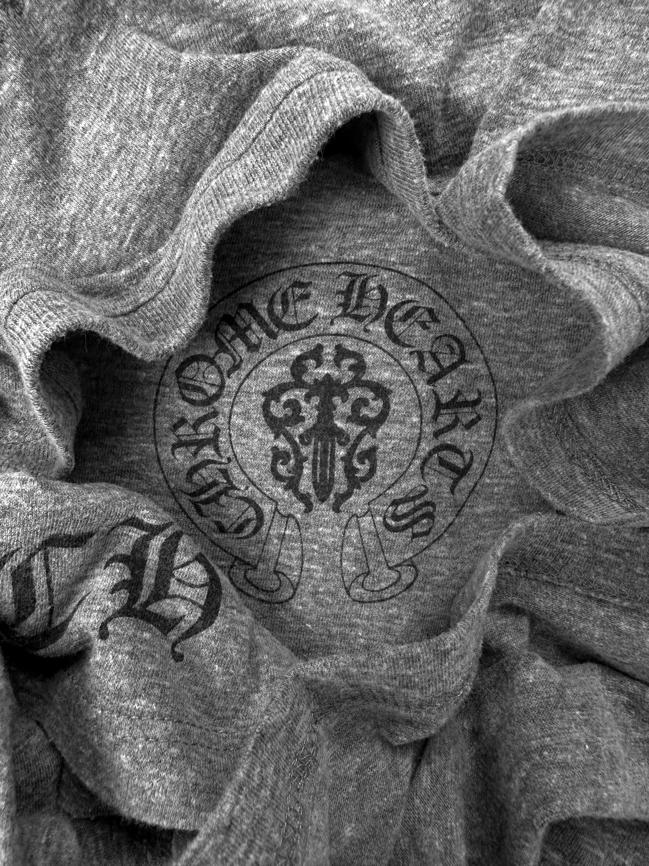 Chrome Hearts Flag Logo CH Motif Heather Grey T-Shirt