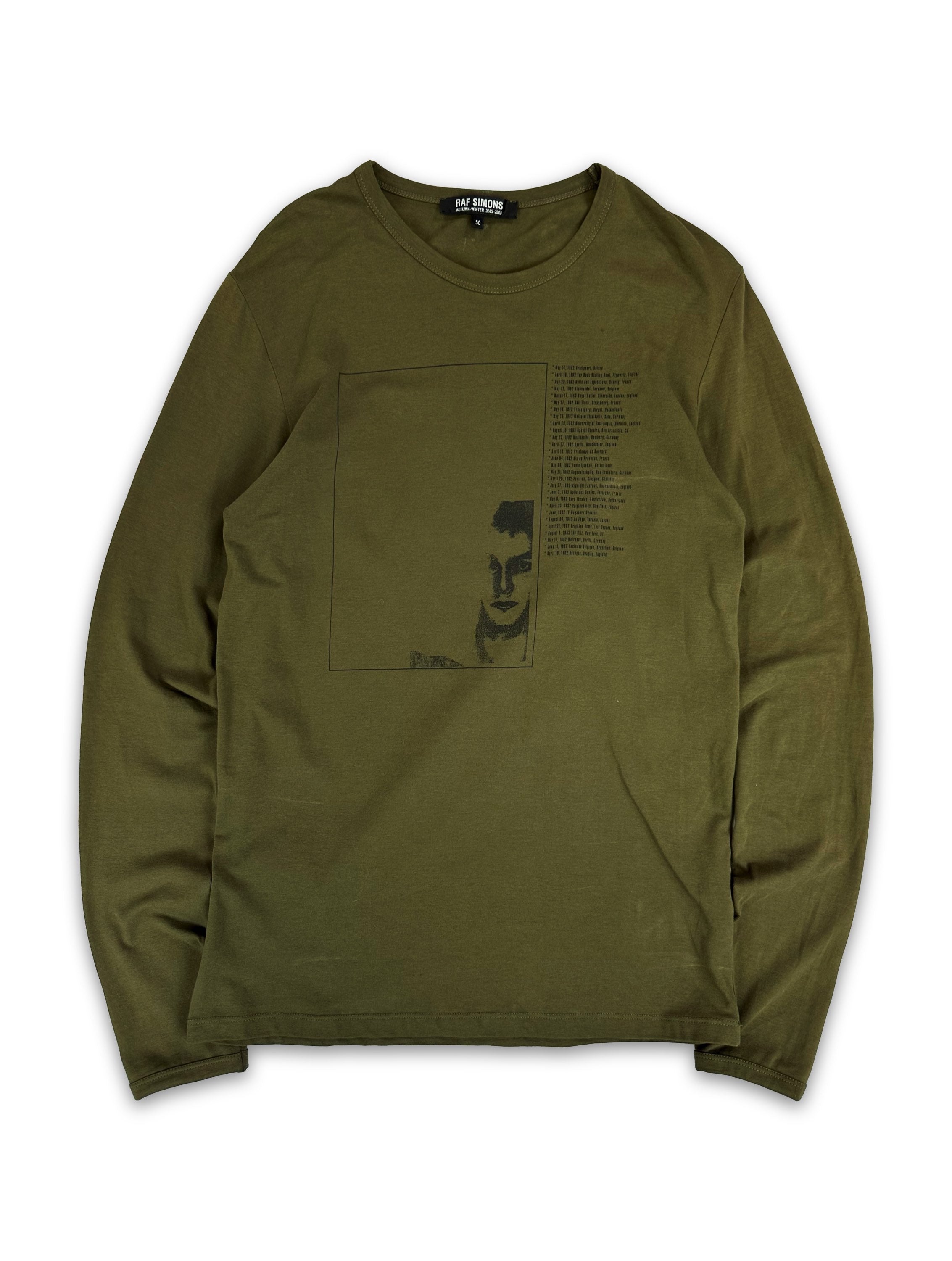 AW05 Raf Simons ‘Poltergiest’ Olive Green Haunted Places Long Sleeve
