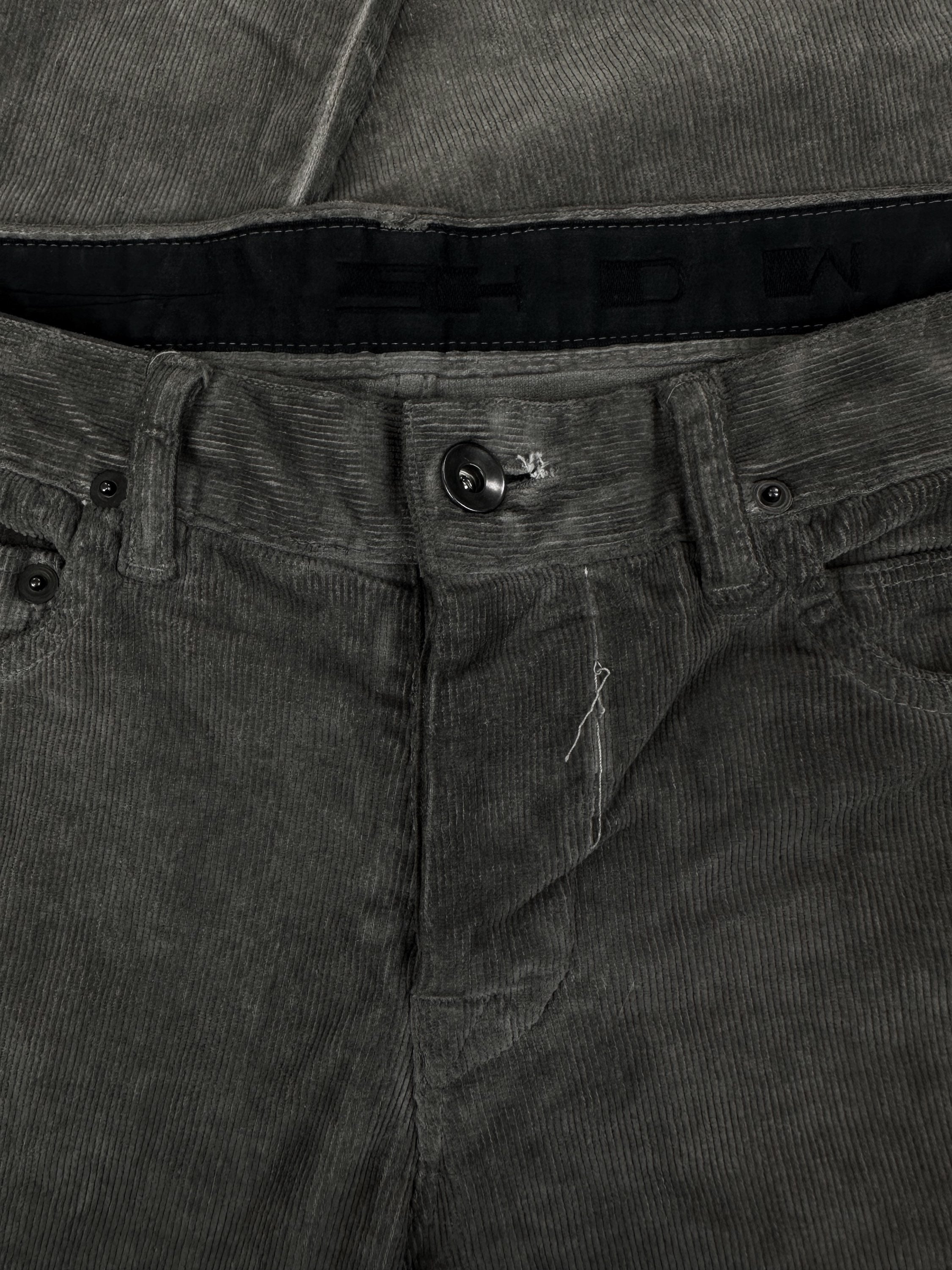Rick Owens ‘5 Pocket’ Grey Corduroy Elongated Pants