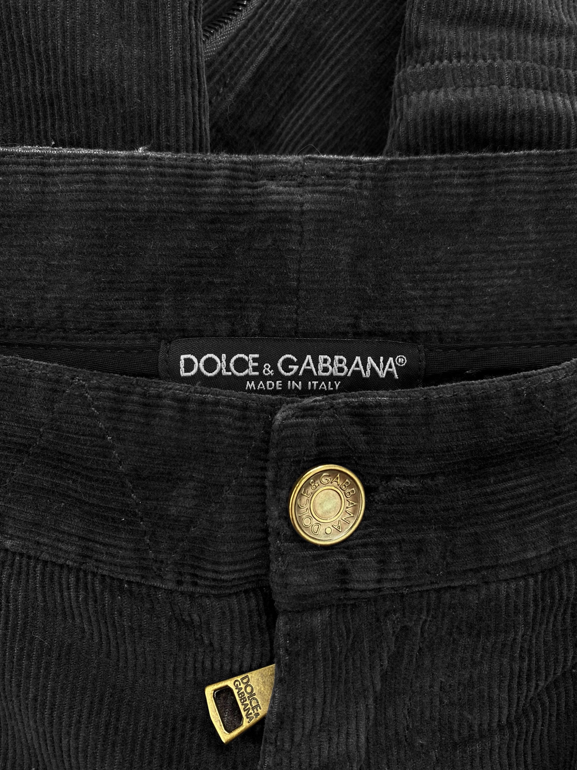00’s Dolce &amp; Gabbana Multi-Zip Metallic Corduroy Cargo Pocket Pants