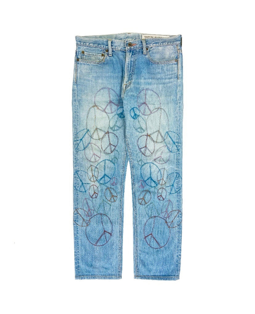 Kapital Embroidered Peace Emblem Stone Wash Denim