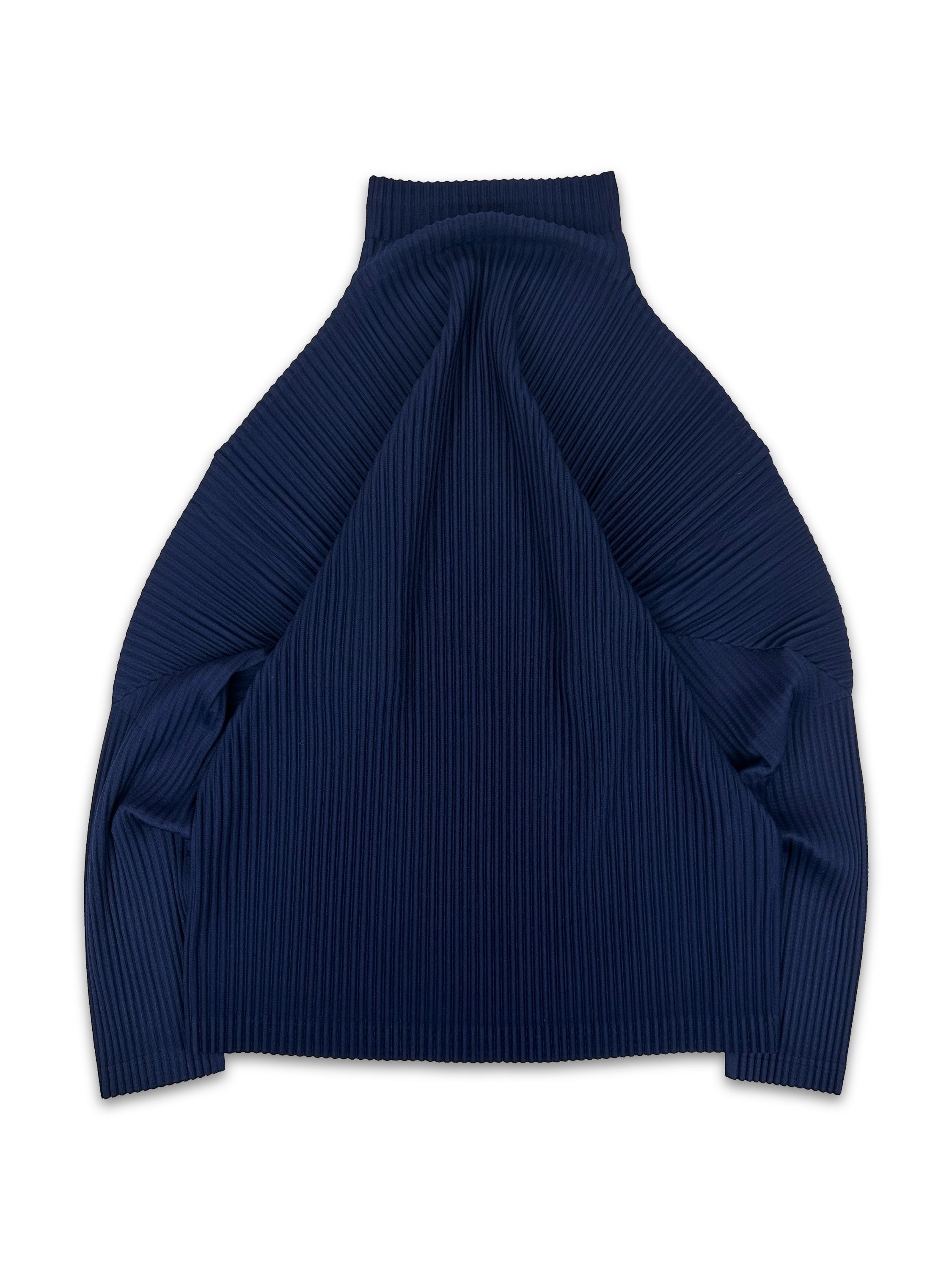 Issey Miyake Homme Plisse ‘Pleated’ Navy Blue Turtleneck