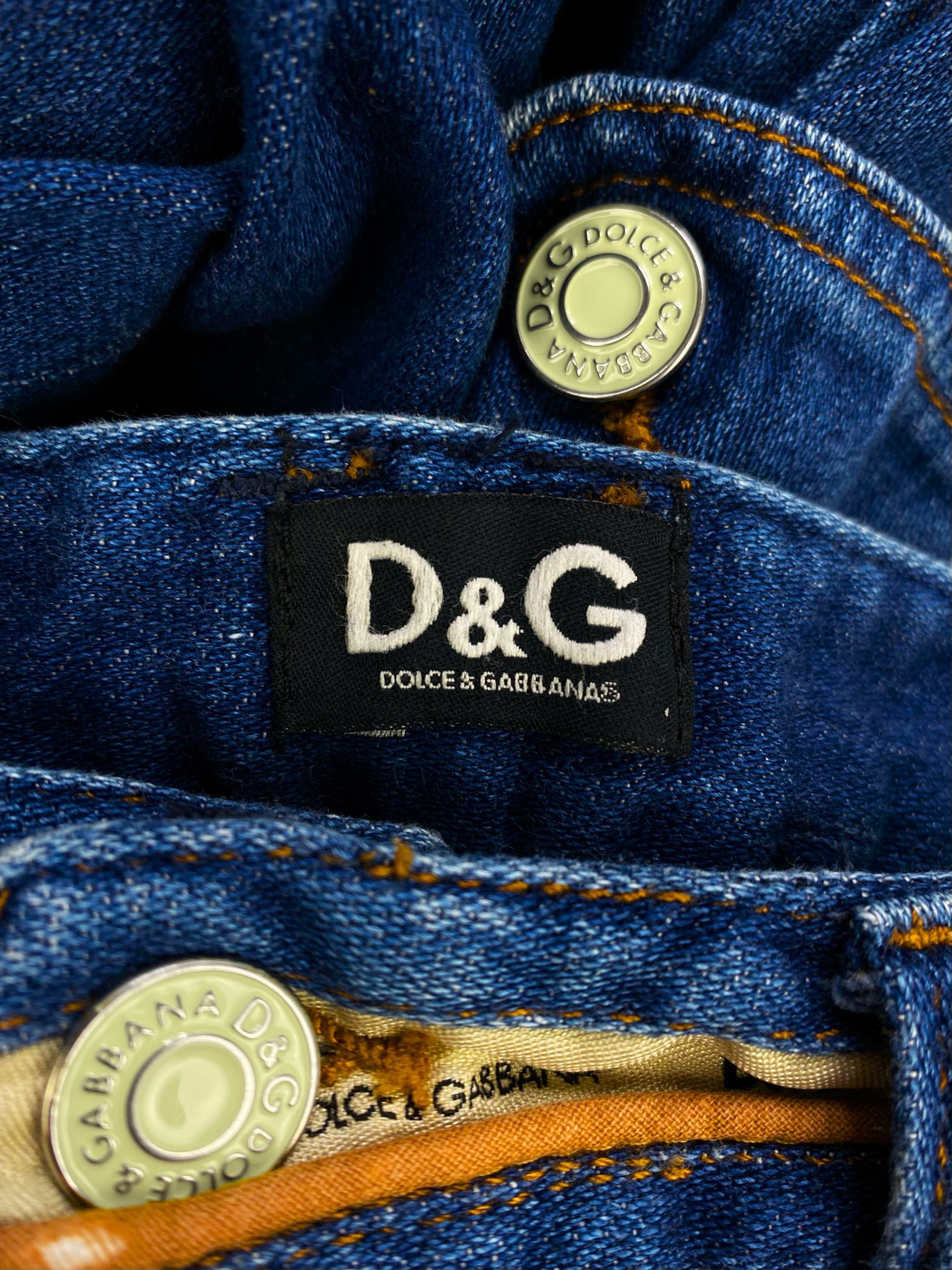 00s Dolce & Gabbana Dark Wash Flared Multi Pocket Cargo Pants