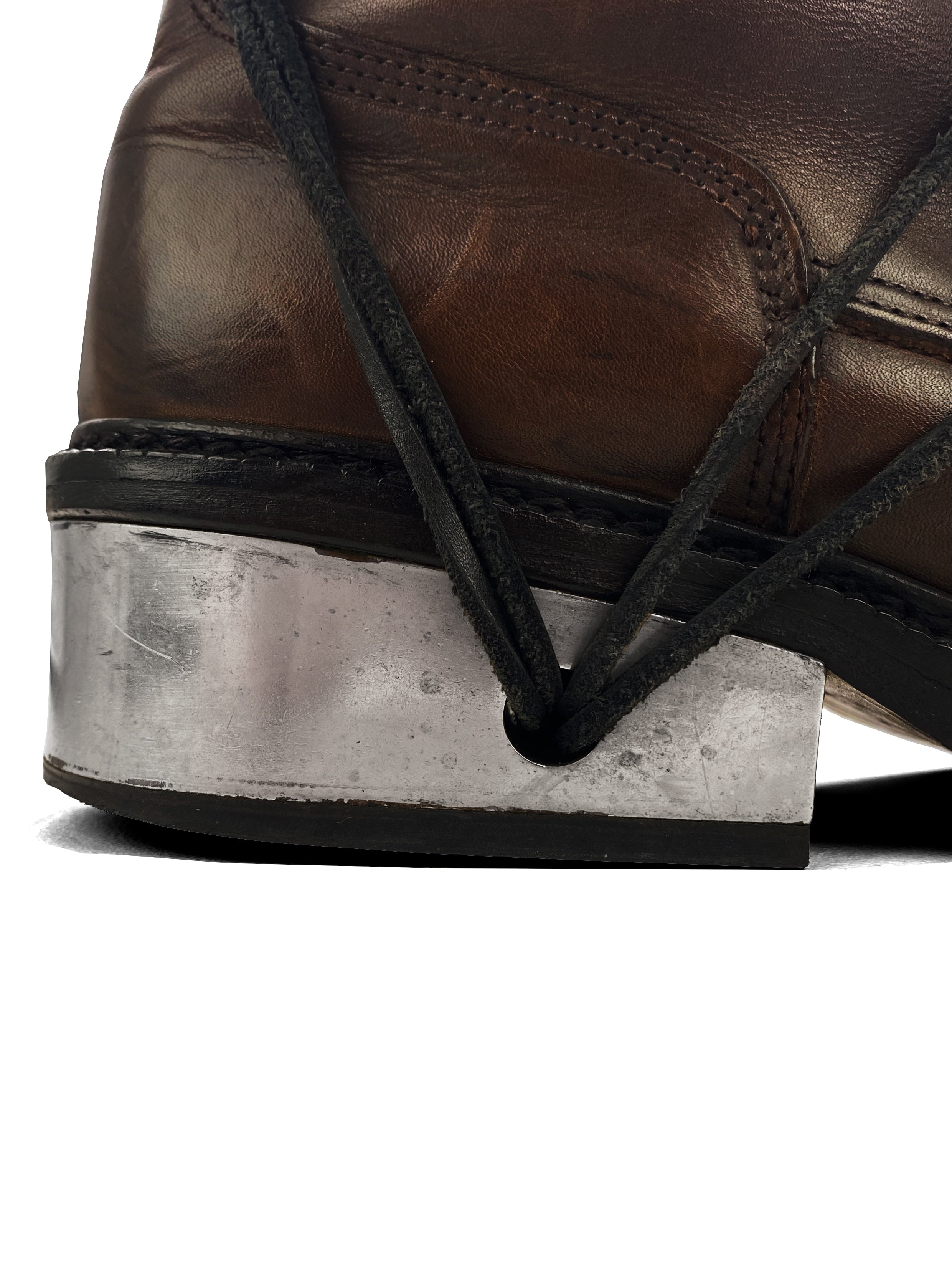 AW97 Dirk Bikkembergs Leather Web Lace Steel Heel Combat Boots