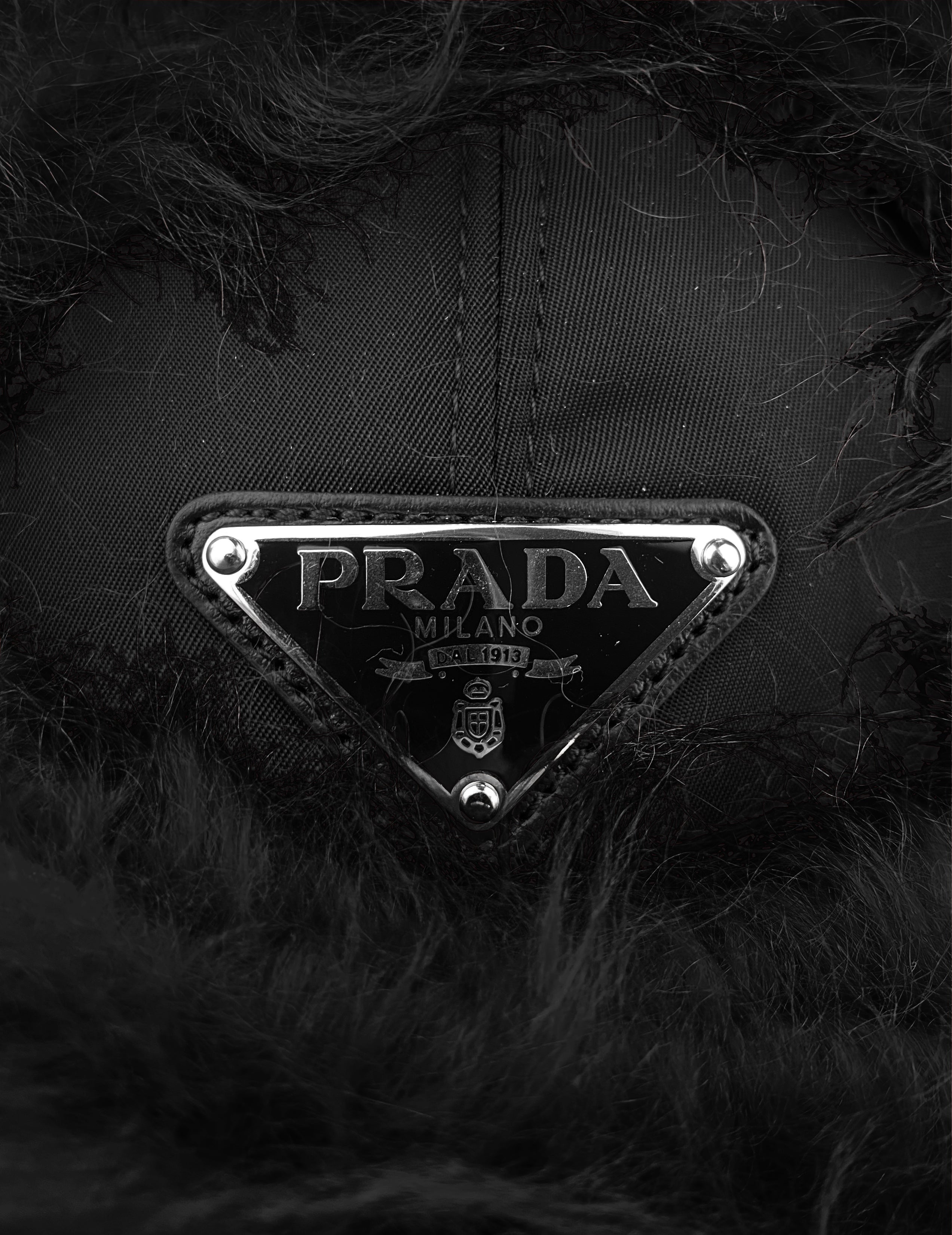 FW19 Prada Faux Fur Urshanka Nylon Trapper Hat