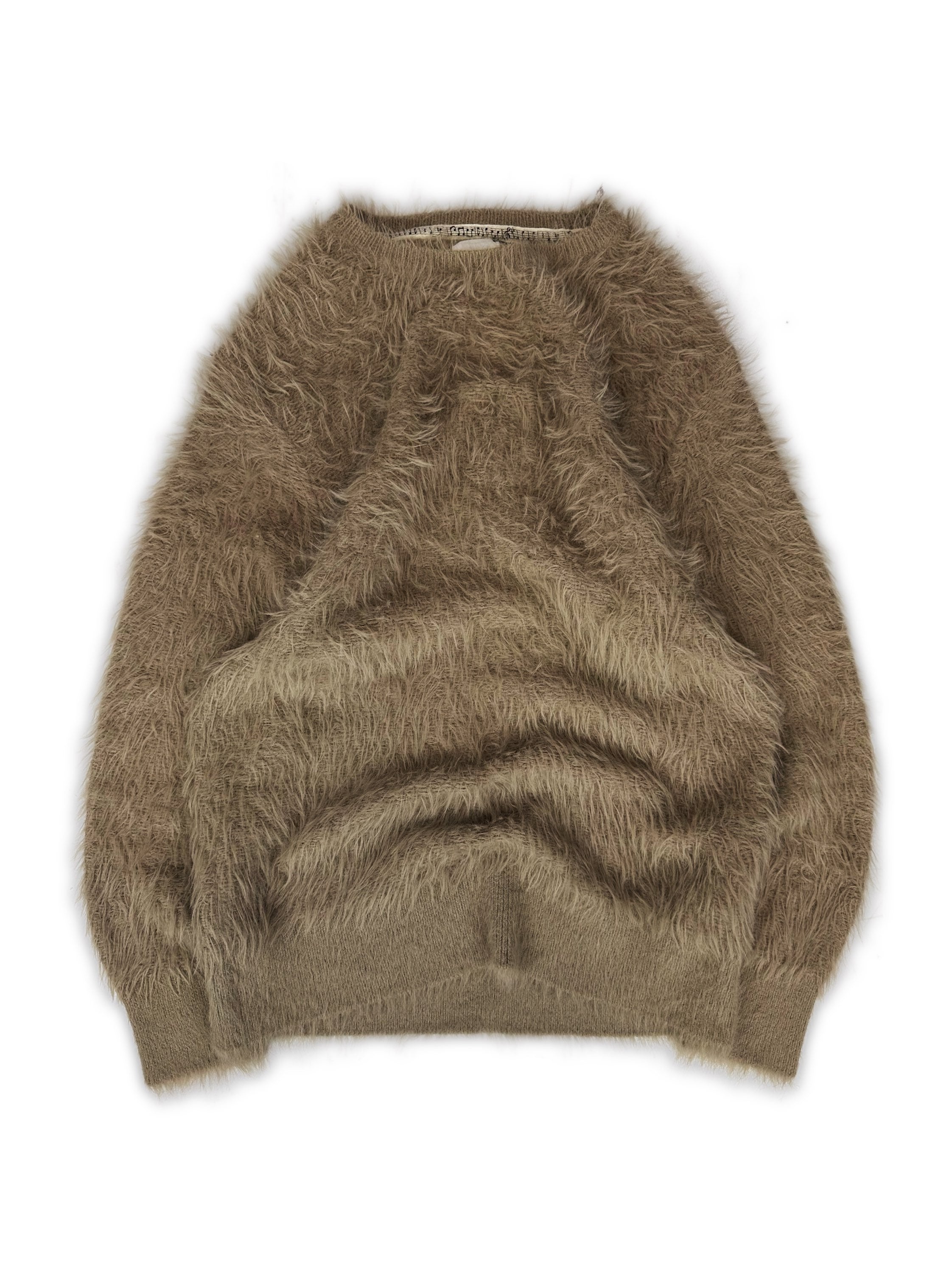 Number (N)ine Beige Faux Mohair Shag Knitted Sweater