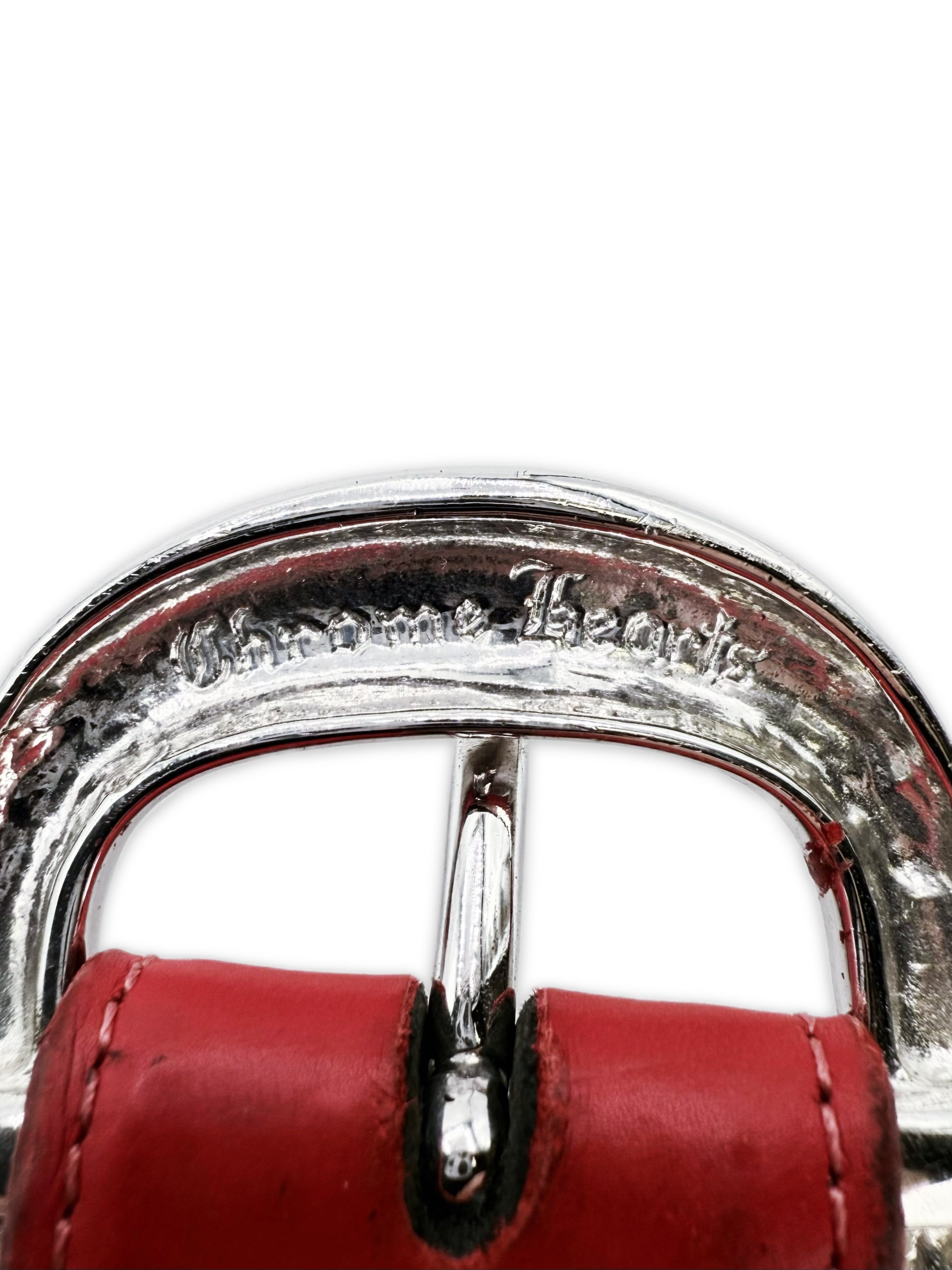 Chrome Hearts Cherry Red Leather ‘Gunslinger’ .925 Silver Belt