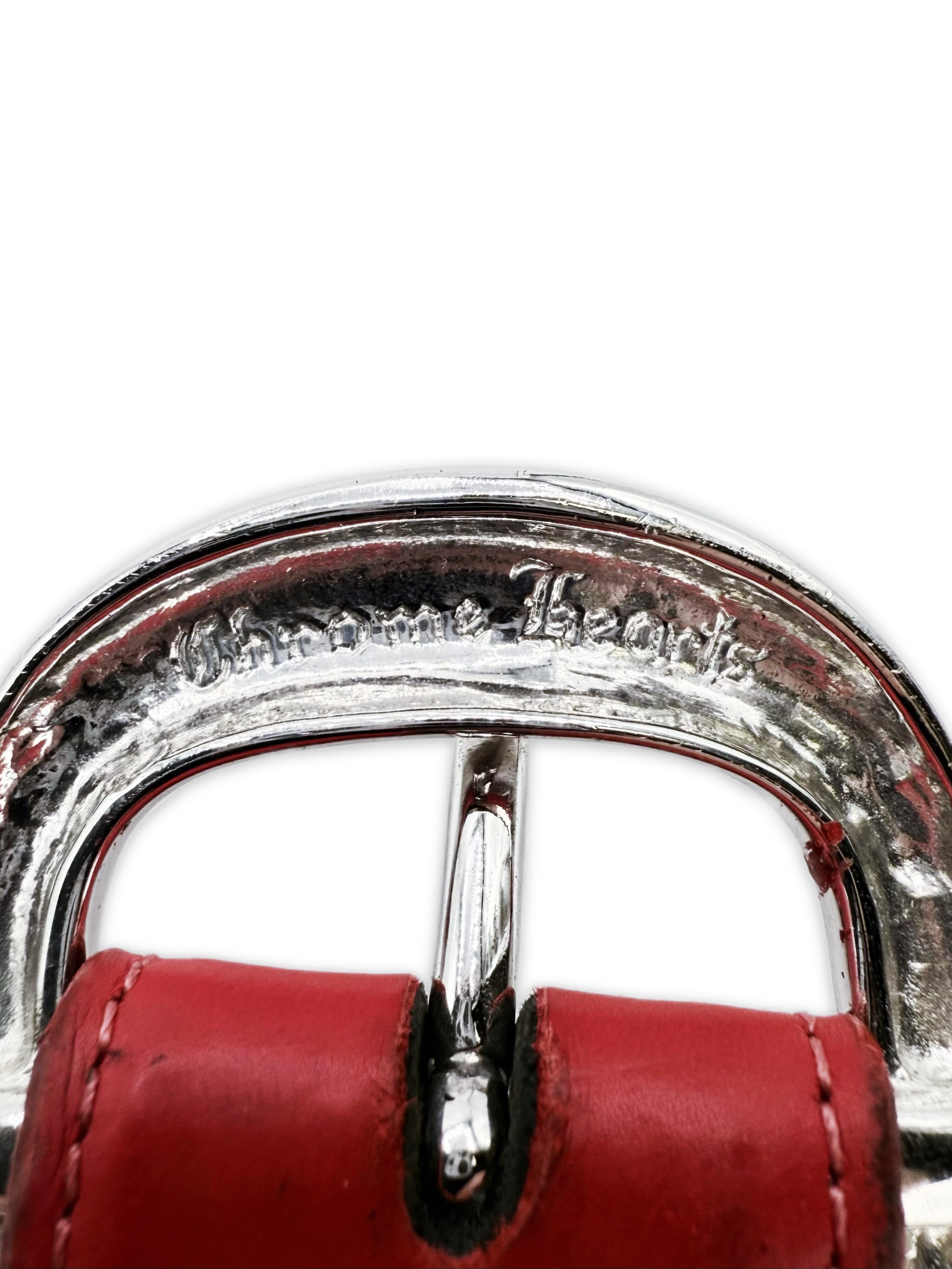 Chrome Hearts Cherry Red Leather ‘Gunslinger’ .925 Silver Belt