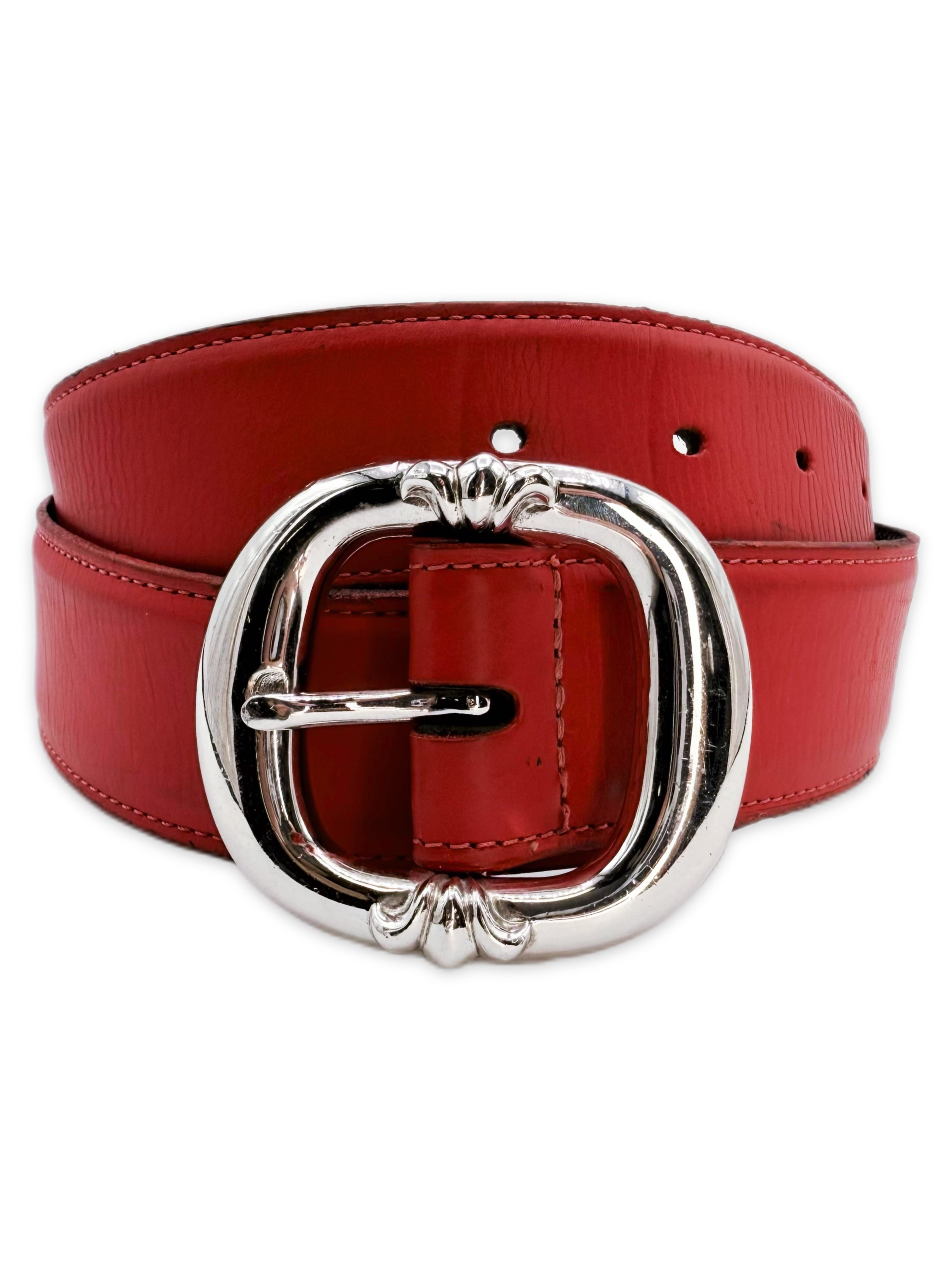Chrome Hearts Cherry Red Leather ‘Gunslinger’ .925 Silver Belt