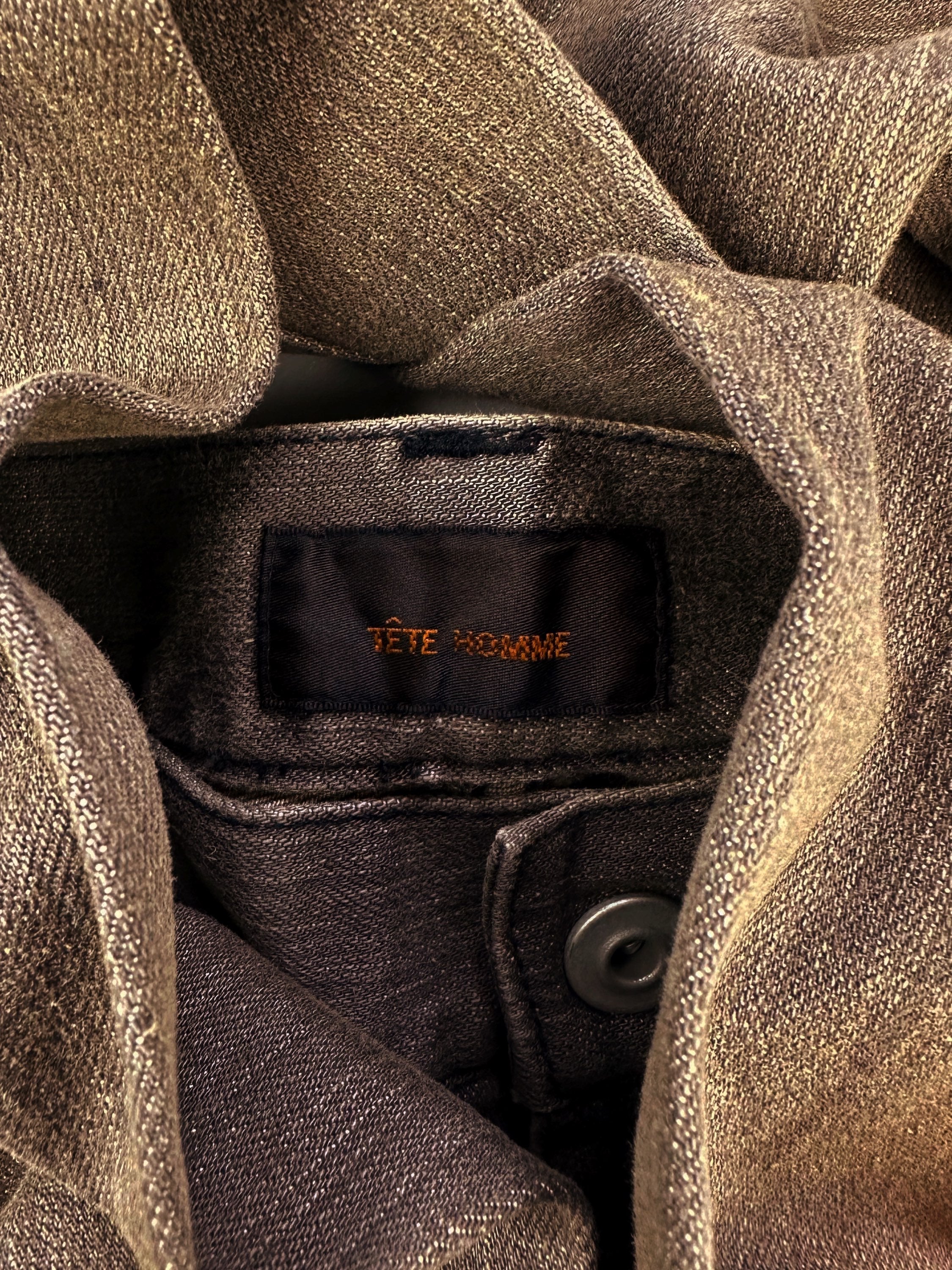Tete Homme Backwards Sand Wash D-Ring Flare Cut Denim