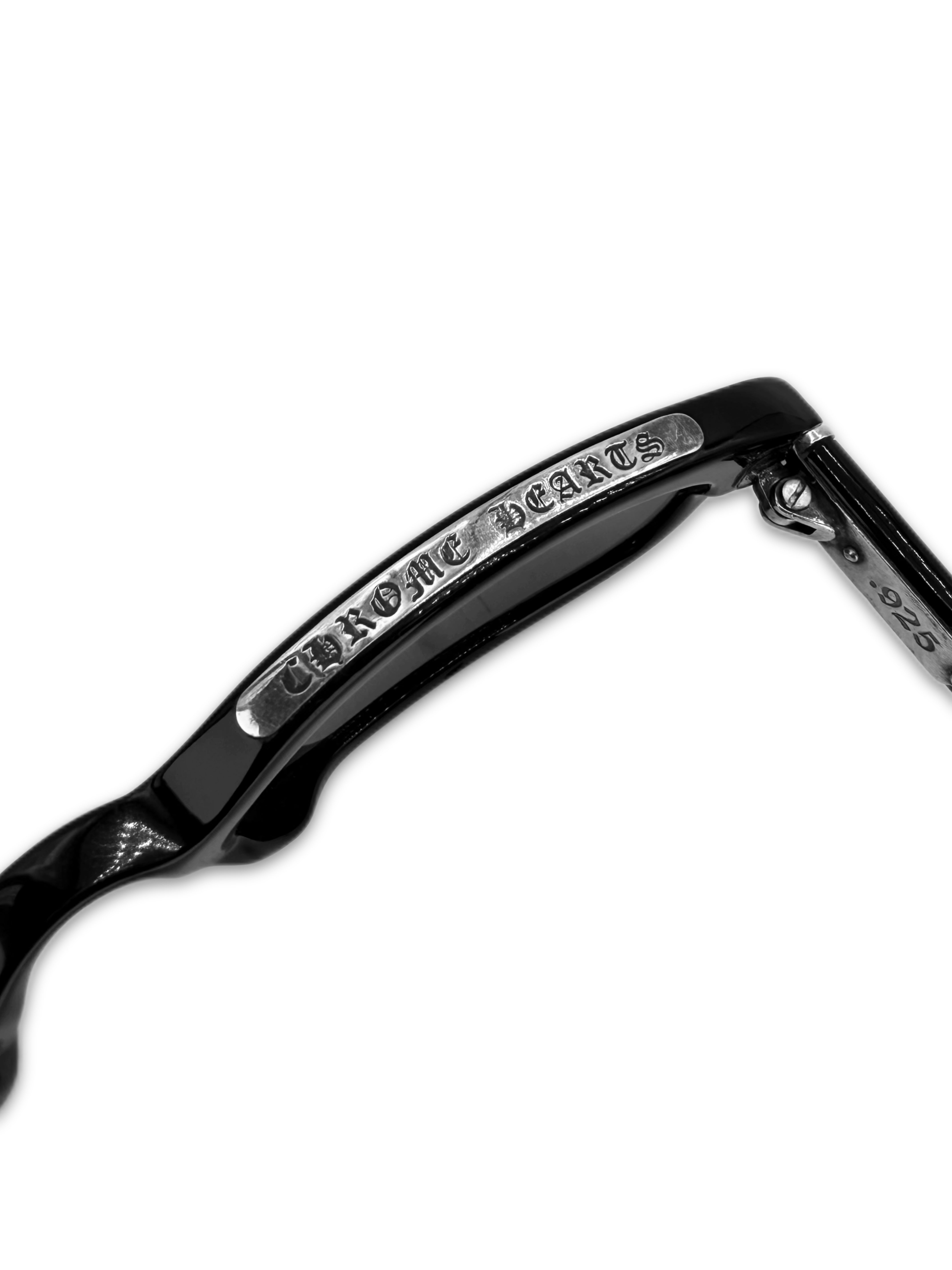 CHROME HEARTS 'LOWRIDER 4' BLACK .925 SILVER OVAL SUNGLASSES