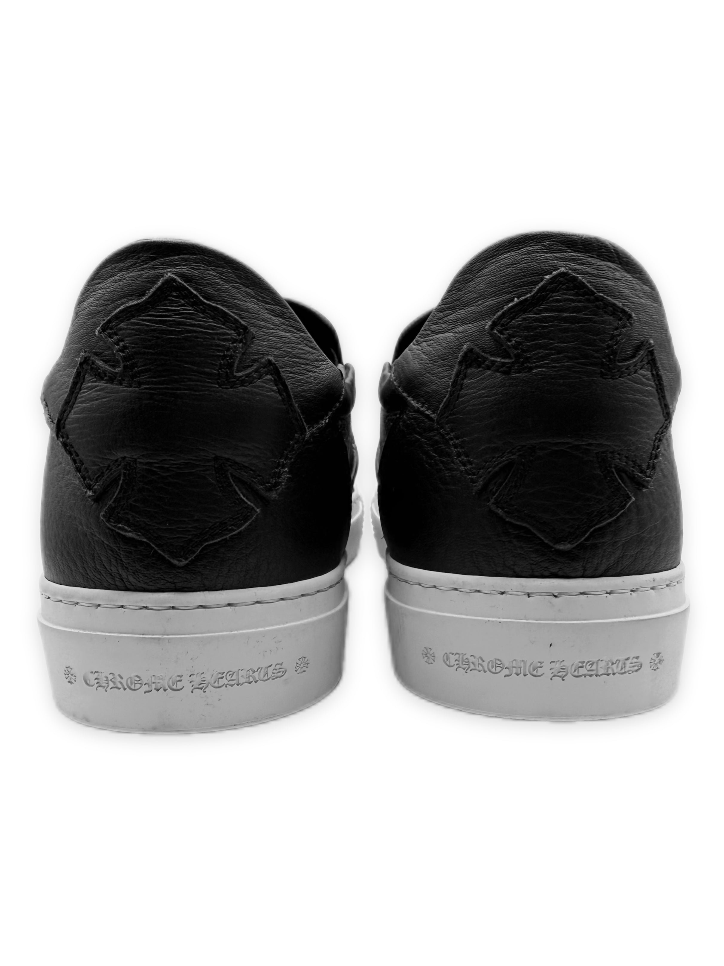 Chrome Hearts Dagger Black Plus Patch Leather Slip On Shoes