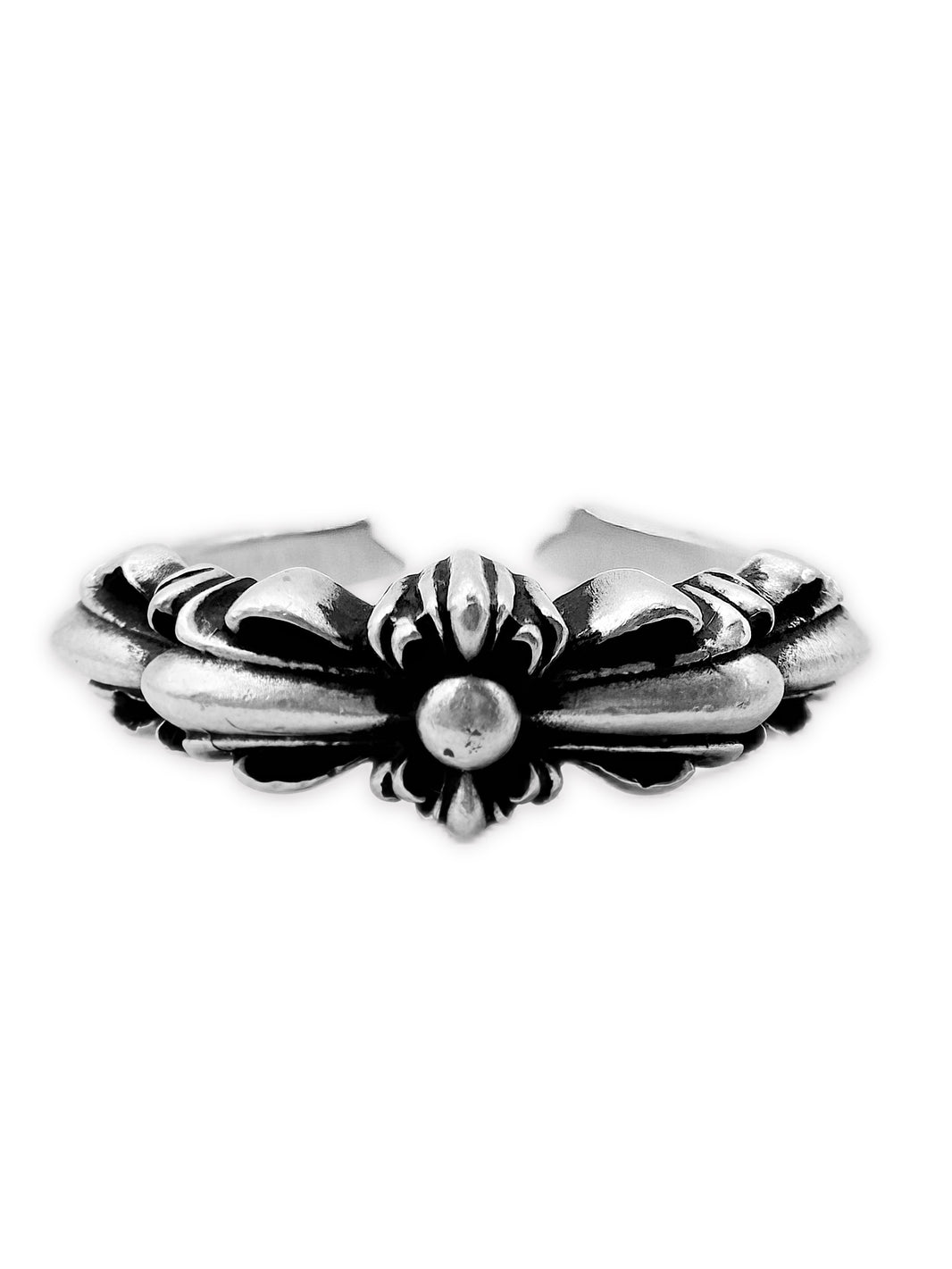 Chrome Hearts Double Baby Floral .925 Silver Etched Ring