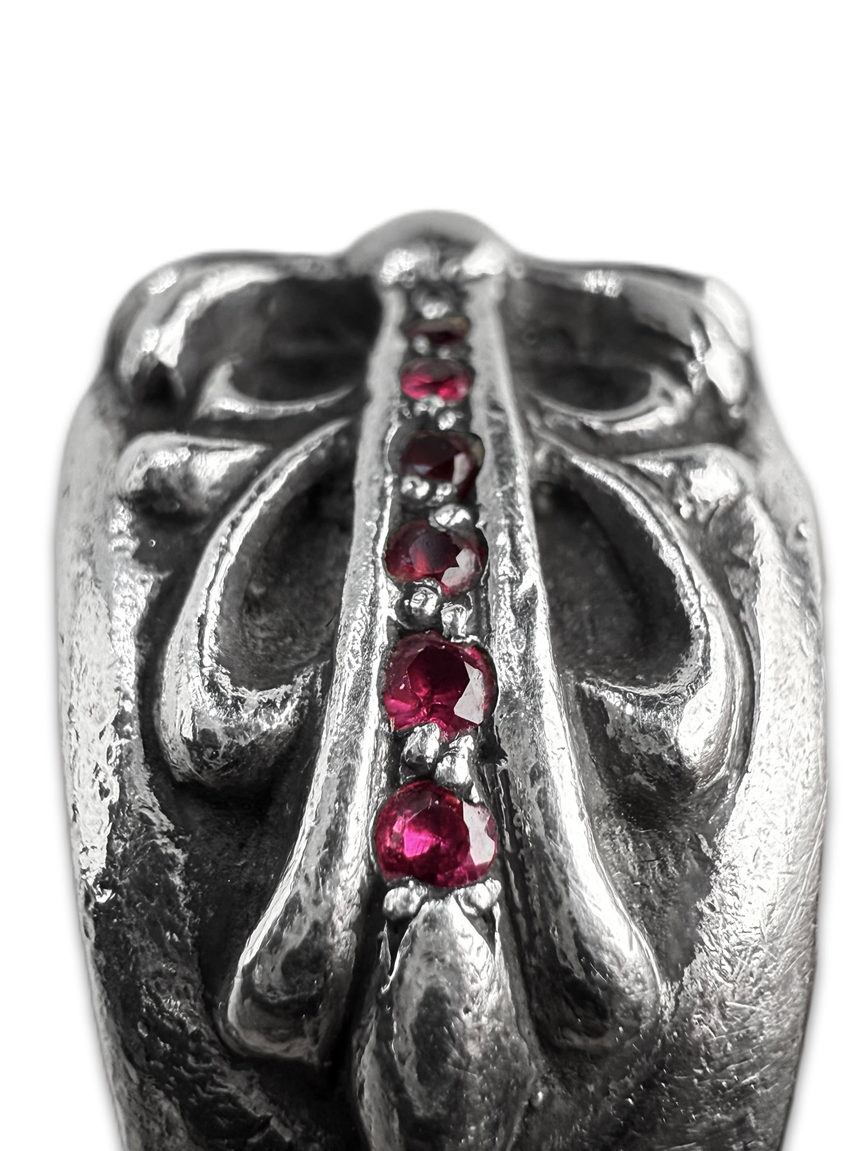 Chrome Hearts Pavè Ruby Factory Set ‘Floral’ .925 Silver Ring
