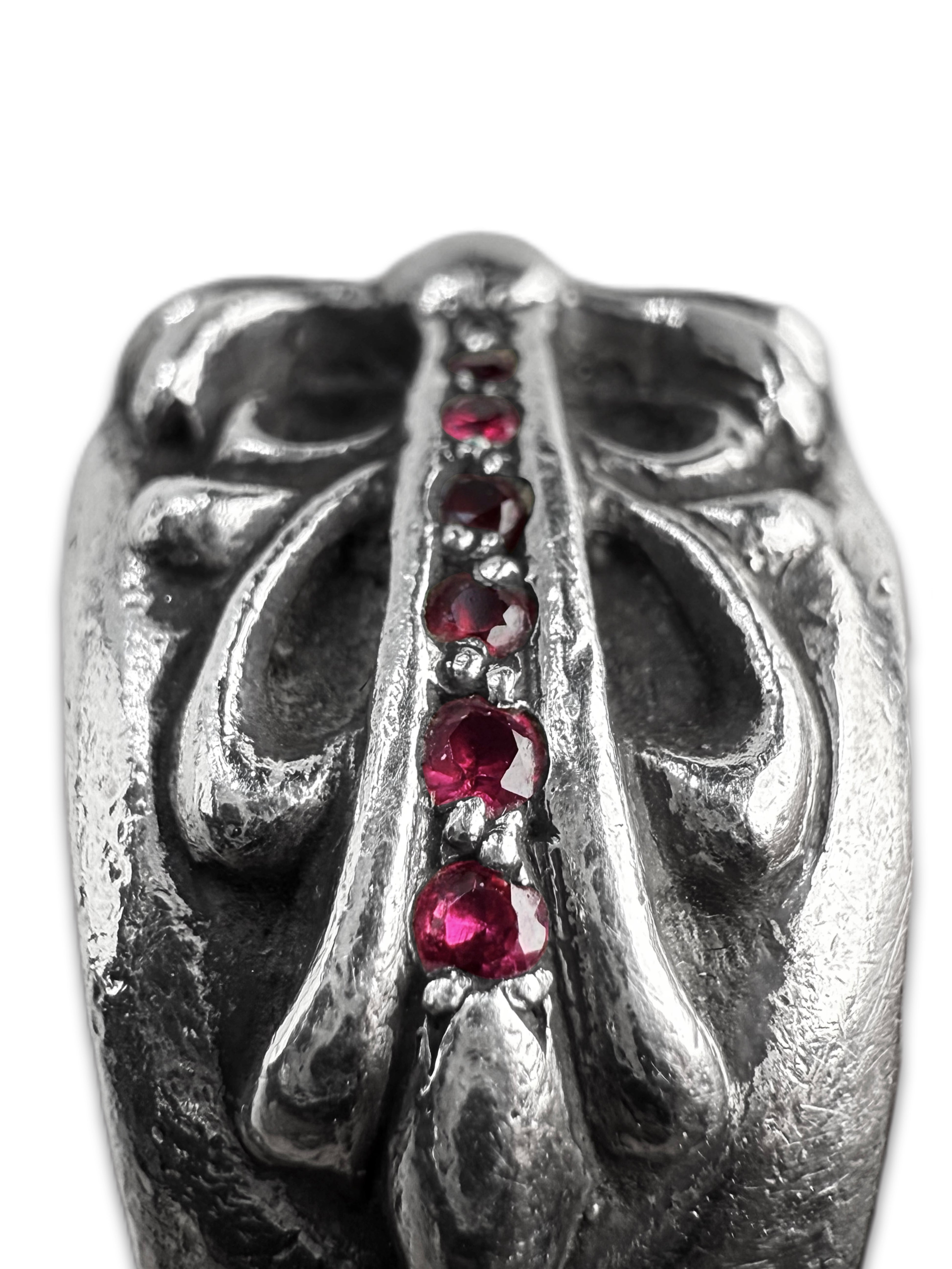 Chrome Hearts Pavè Ruby Factory Set ‘Floral’ .925 Silver Ring