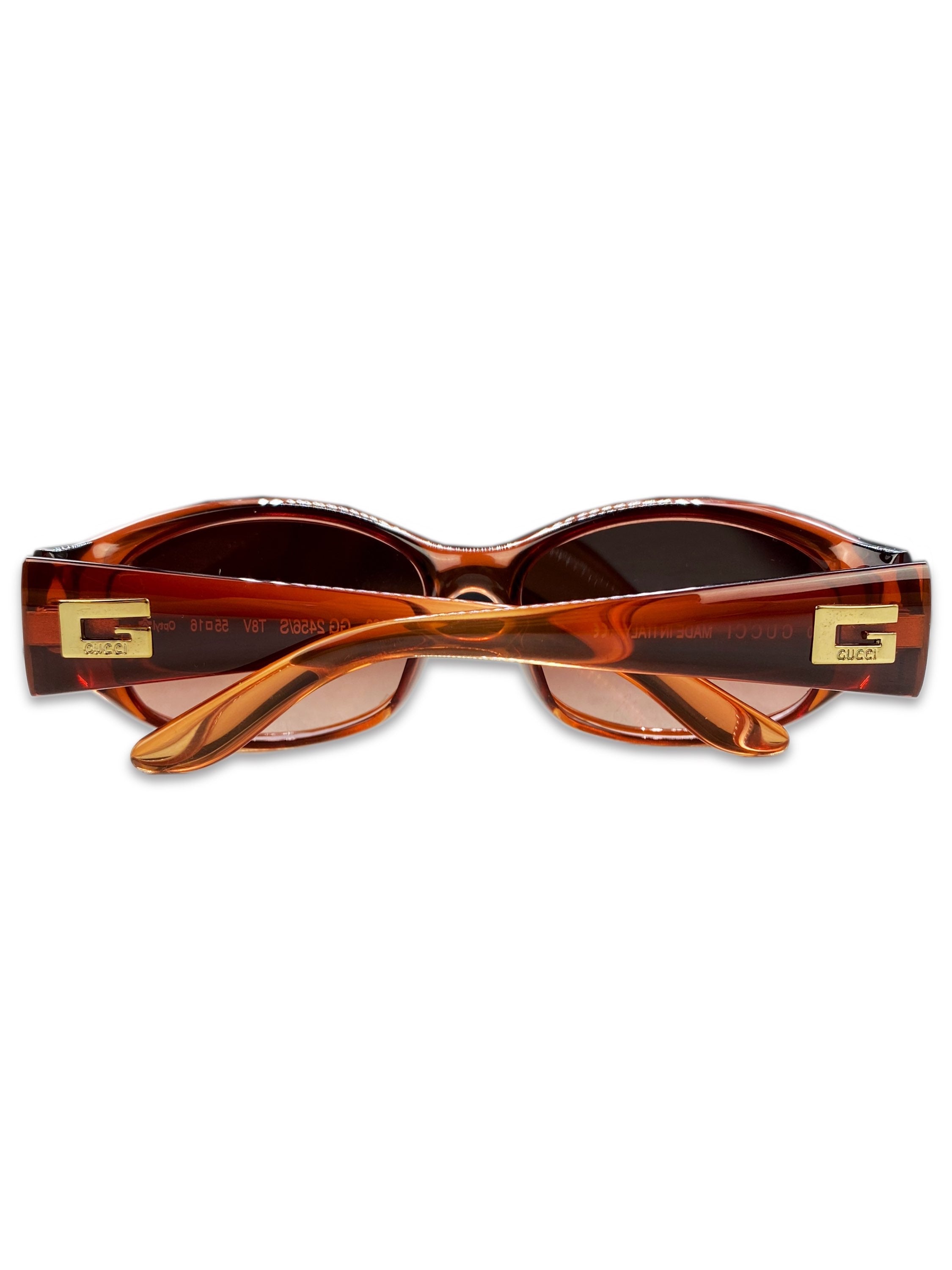Gucci ‘G’ Oval Frane Rounded Gold Metallic Logo Sunglasses