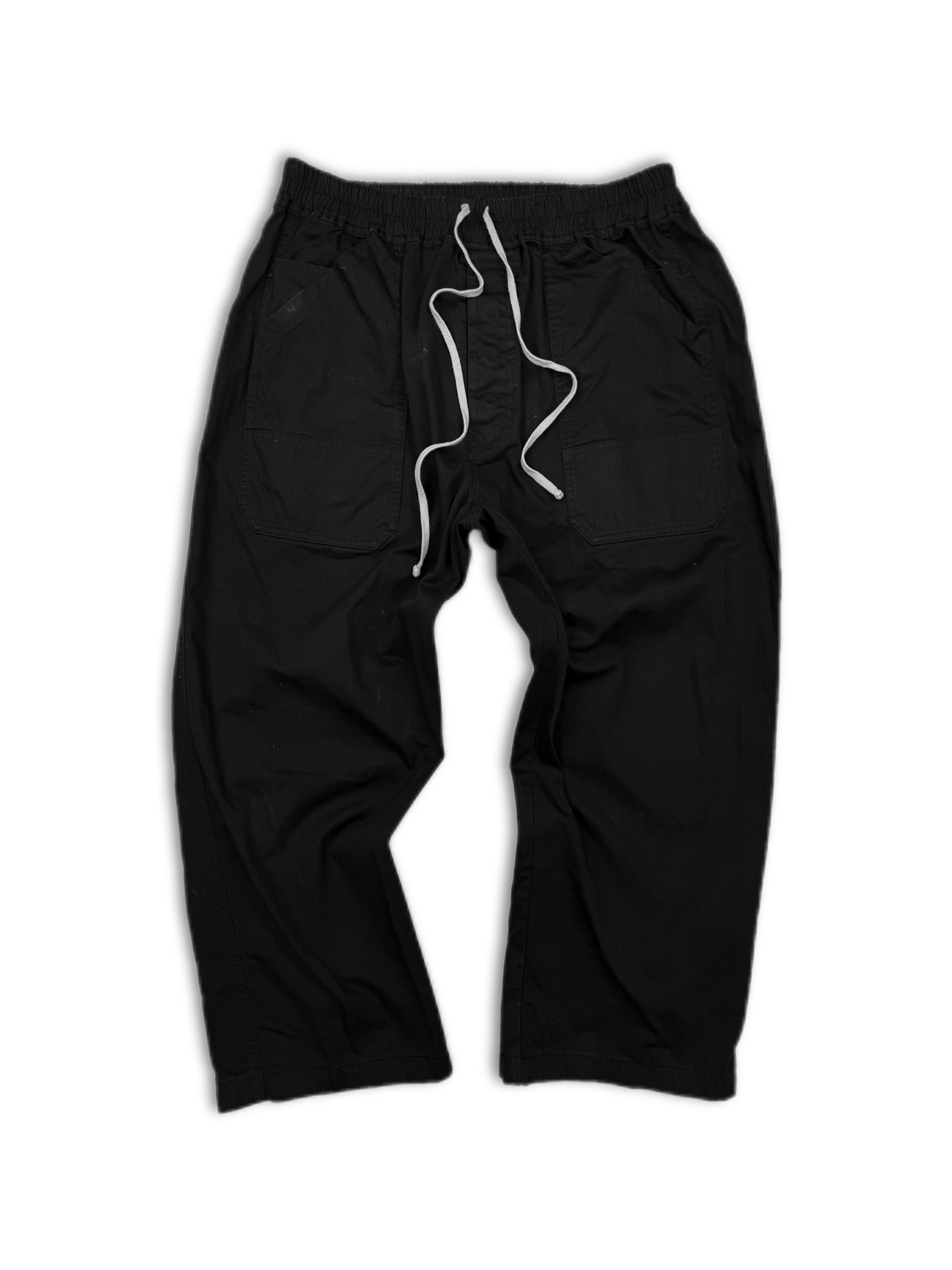 Rick Owens 3/4 Length Cropped Black Heavyweight Cotton Pants