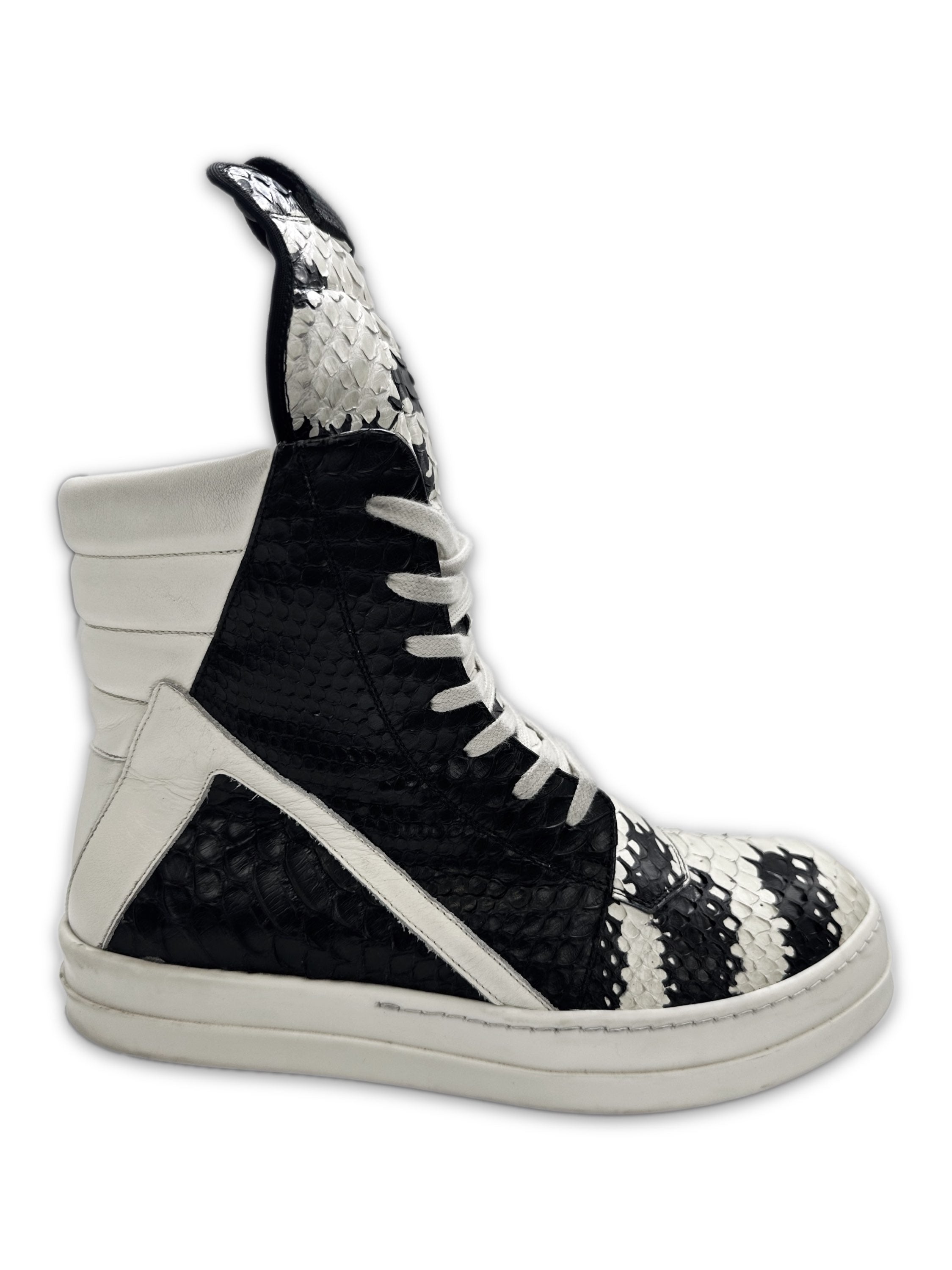SS22 Rick Owens 1/1 Hand Painted Python Skin Geobasket Sneakers