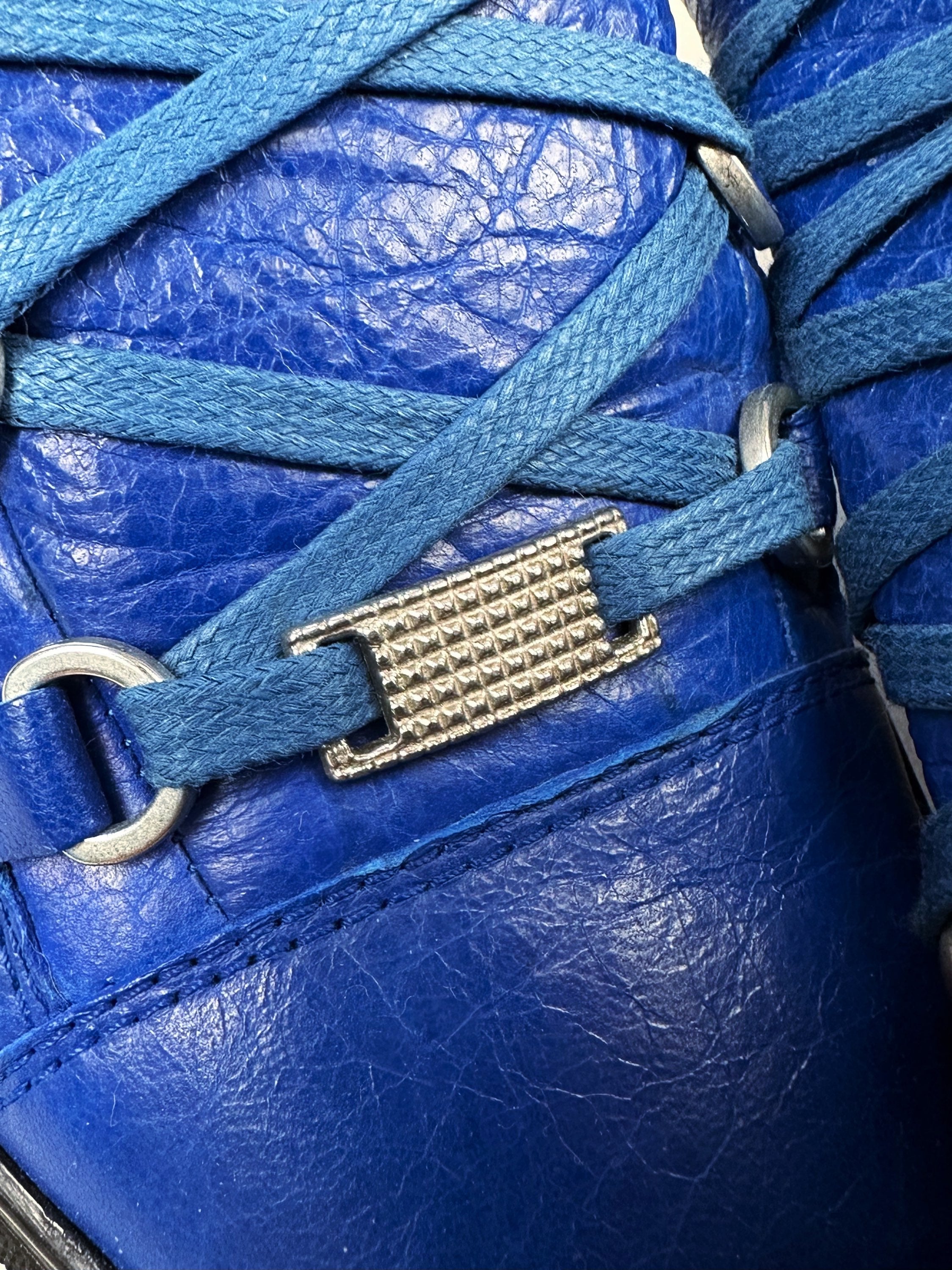 Balenciaga Blue Leather ‘Arena’ Hi-top Sneakers
