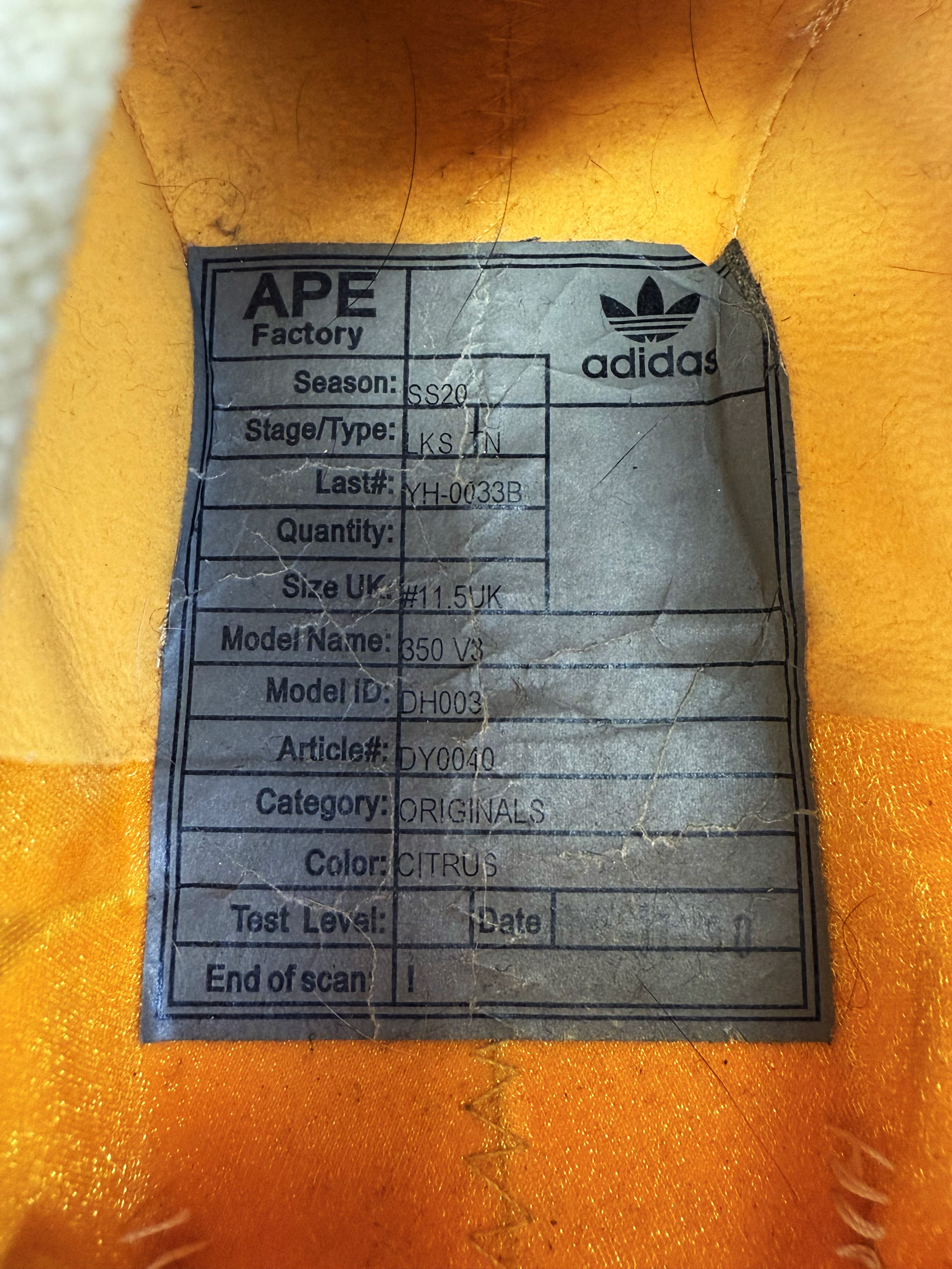 SS20 Yeezy SAMPLE 350 V3 Yellow Sulfur Knit Runner Sneakers