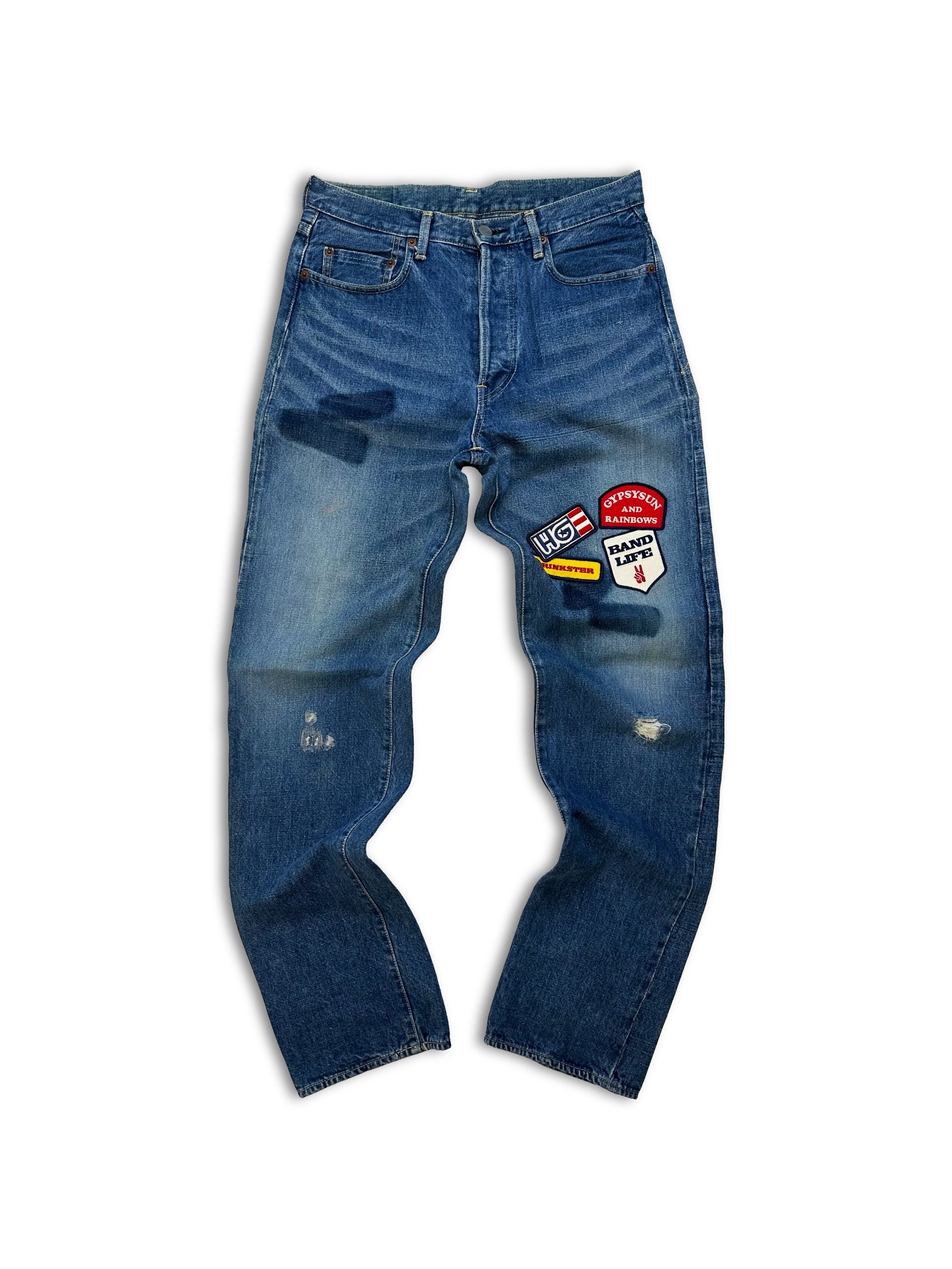 00s Hysteric Glamour ‘Groupie’ Patchwork Light Wash Bootcut Denim