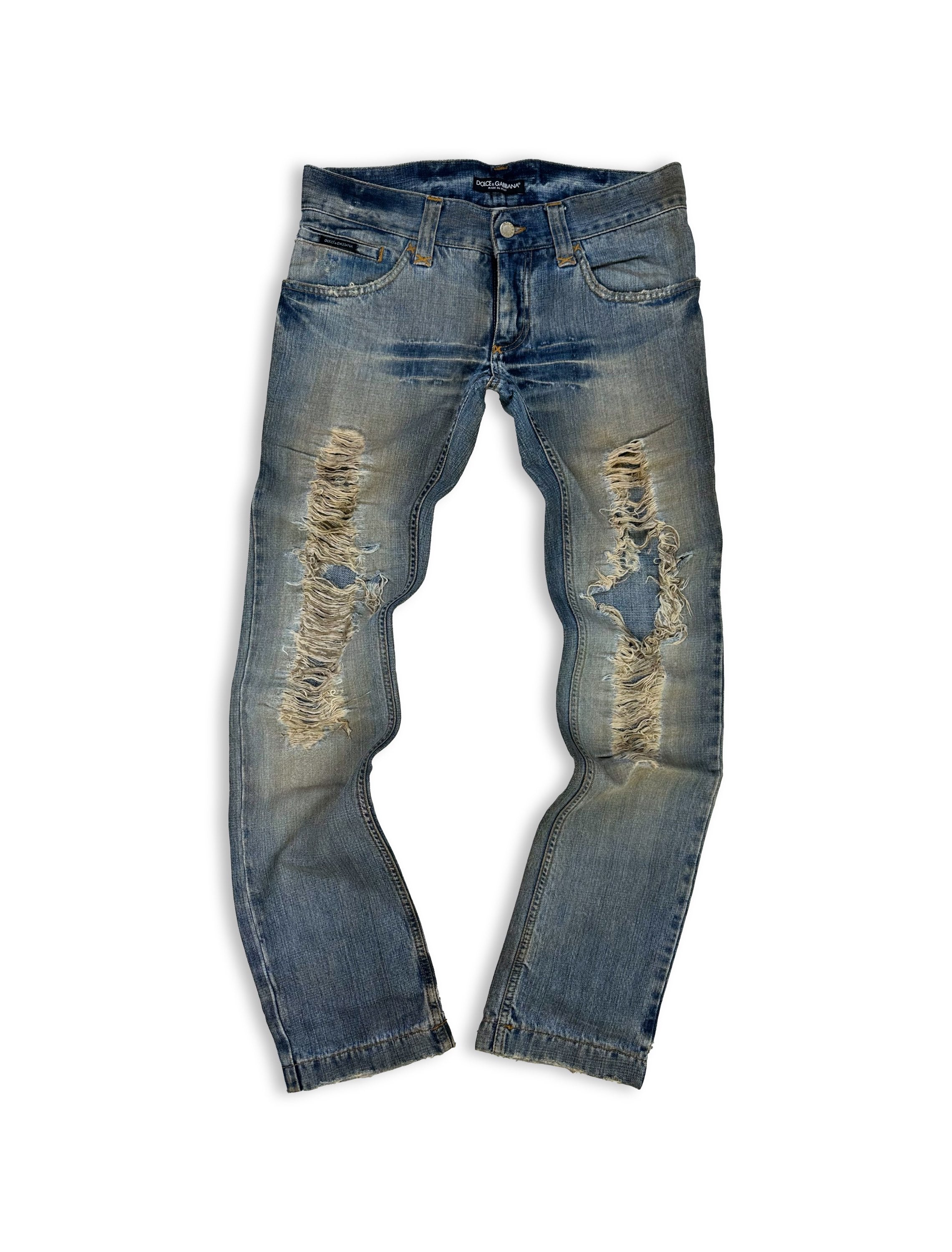 00s Dolce &amp; Gabbana Thrashed Blue Wash Denim