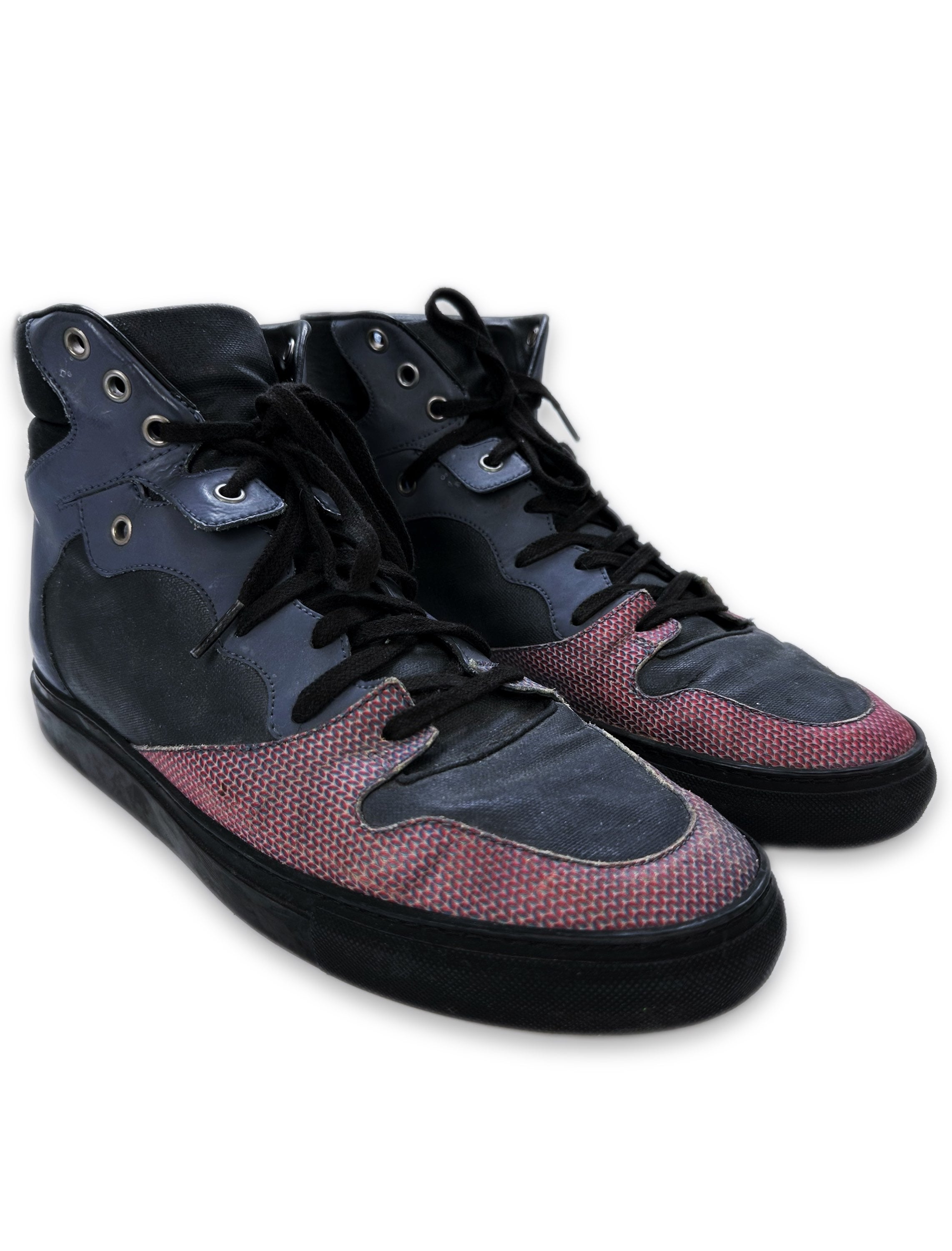 00s Balenciaga Pannelled Leather Hi-top Sneakers