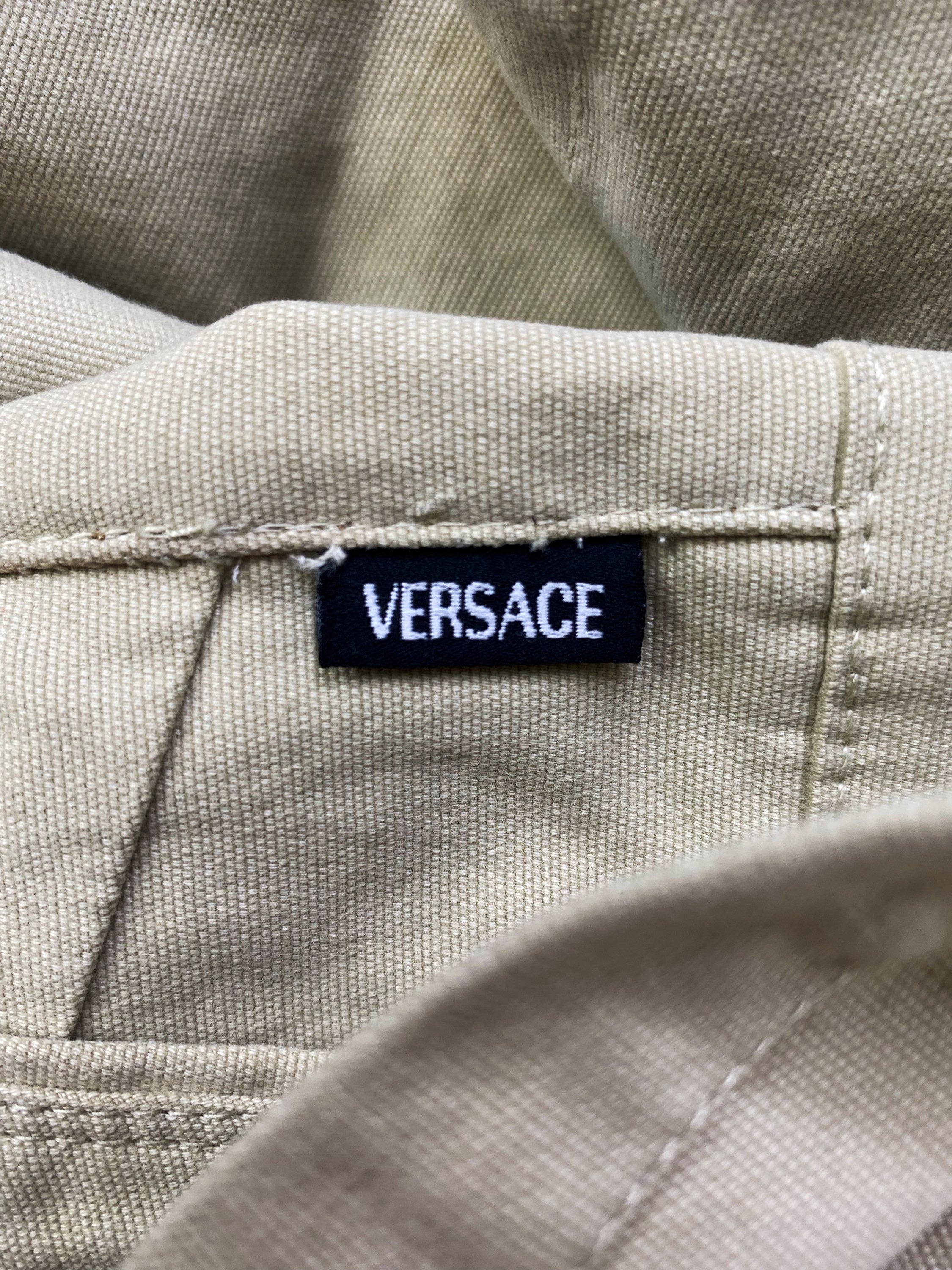 00s Versace Collection Tan Chino Leather Jacron Trousers
