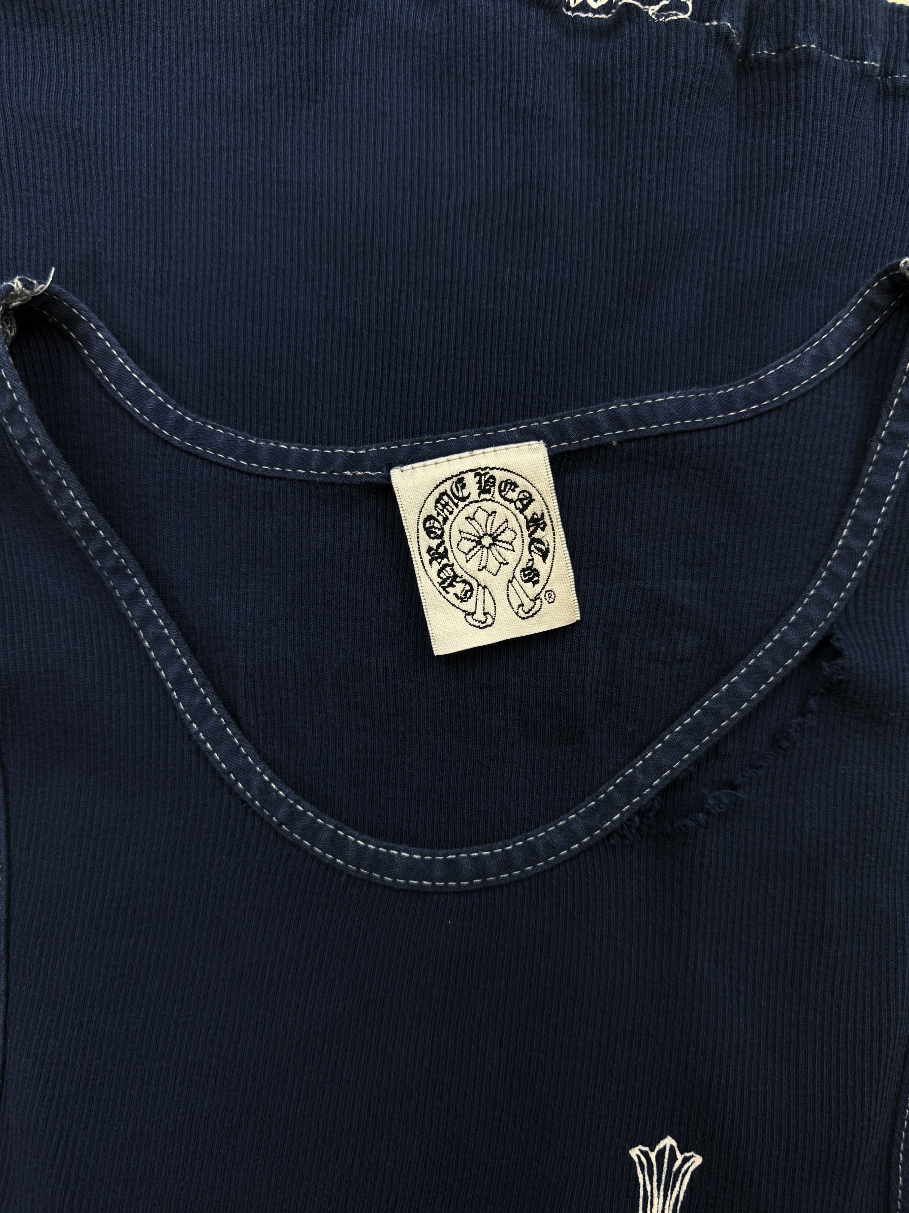 90s Chrome Hearts ‘Fuck You’ T Bar Logo Cross Wife Beater Tank Top