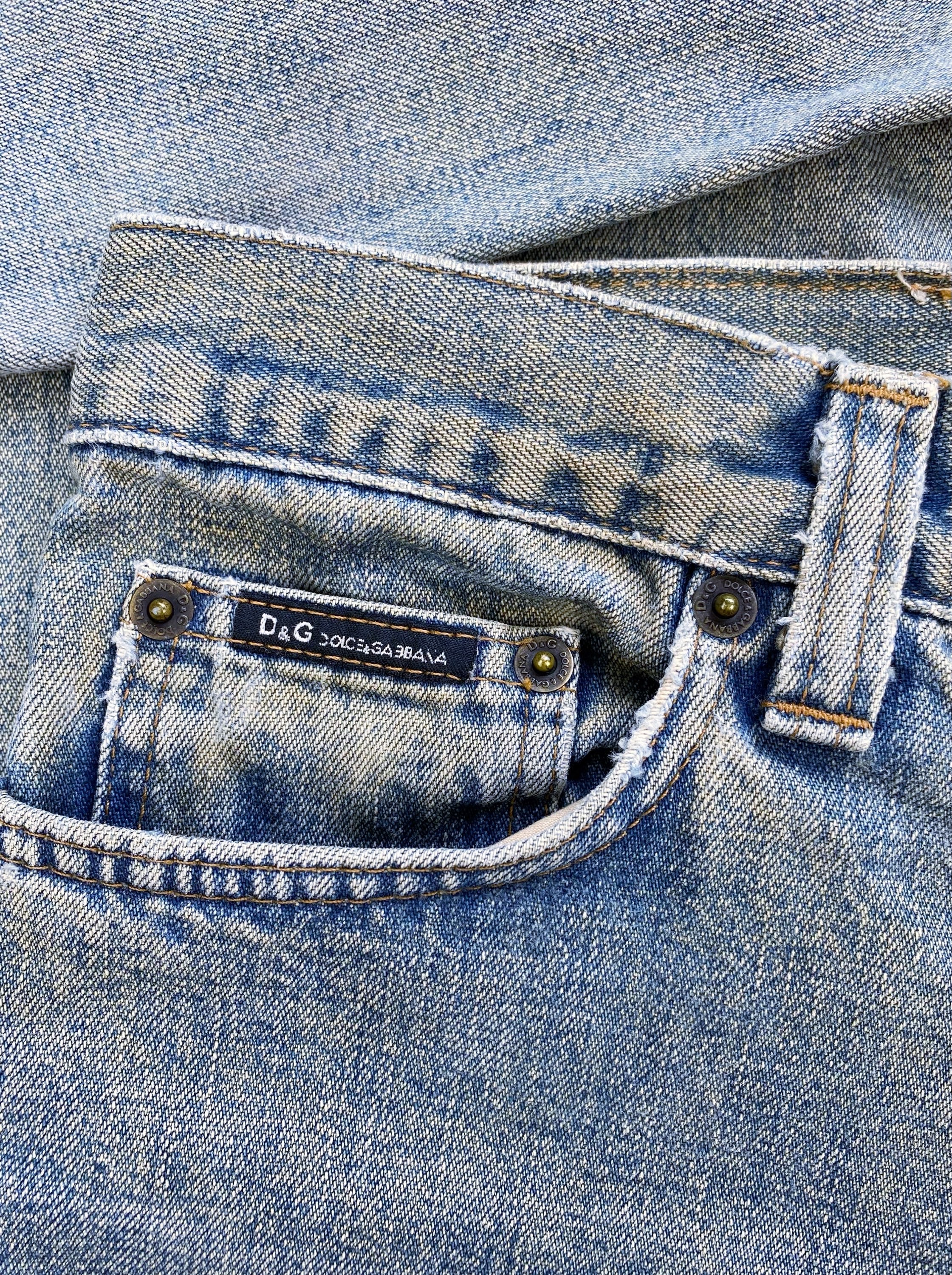 Dolce & Gabbana Light Wash Distressed 5 Pocket Denim Jeans