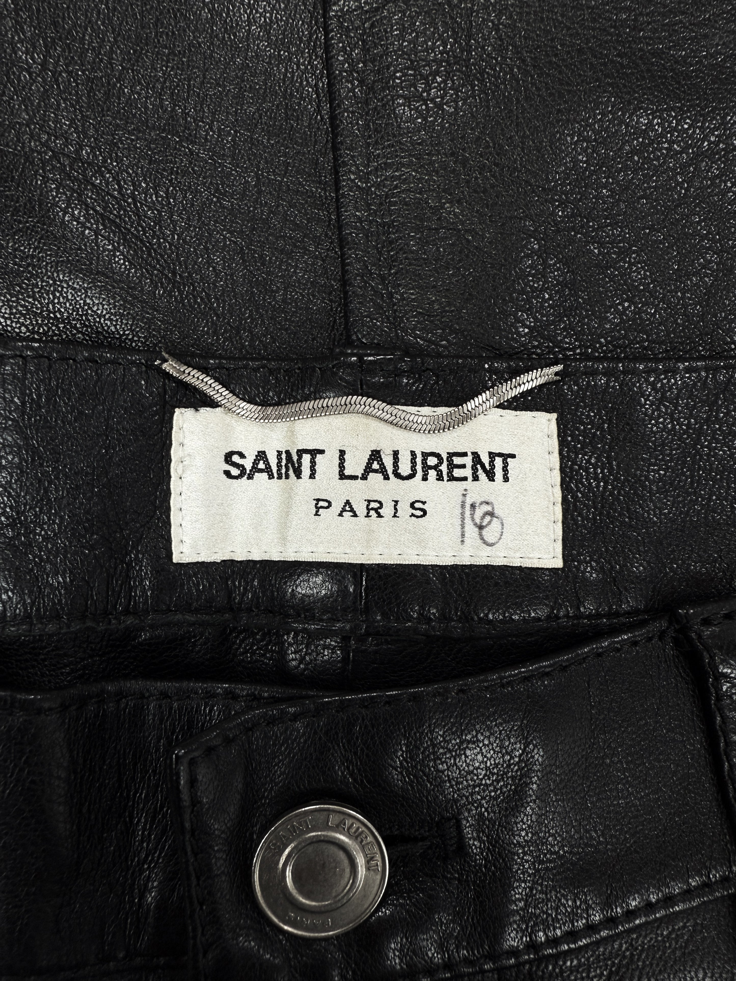 AW14 Saint Laurent Paris Studded Black Lambskin Leather Pants