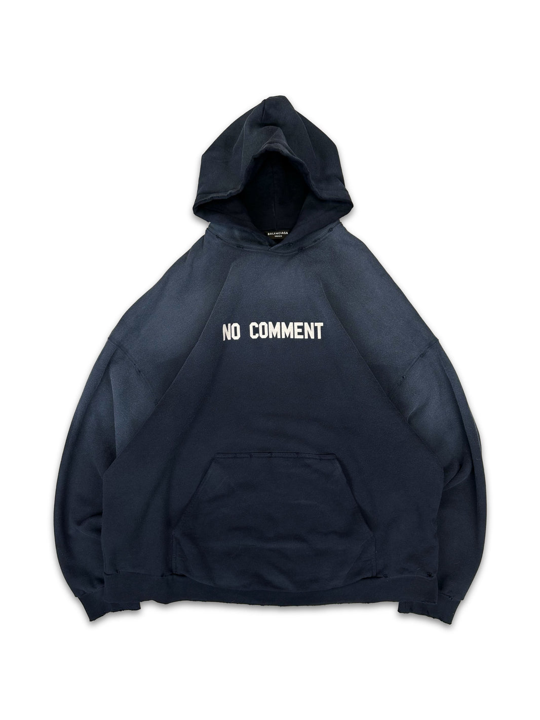 SS22 Balenciaga ‘No Comment’ Heavy Weight Faded Slogan Hoodie