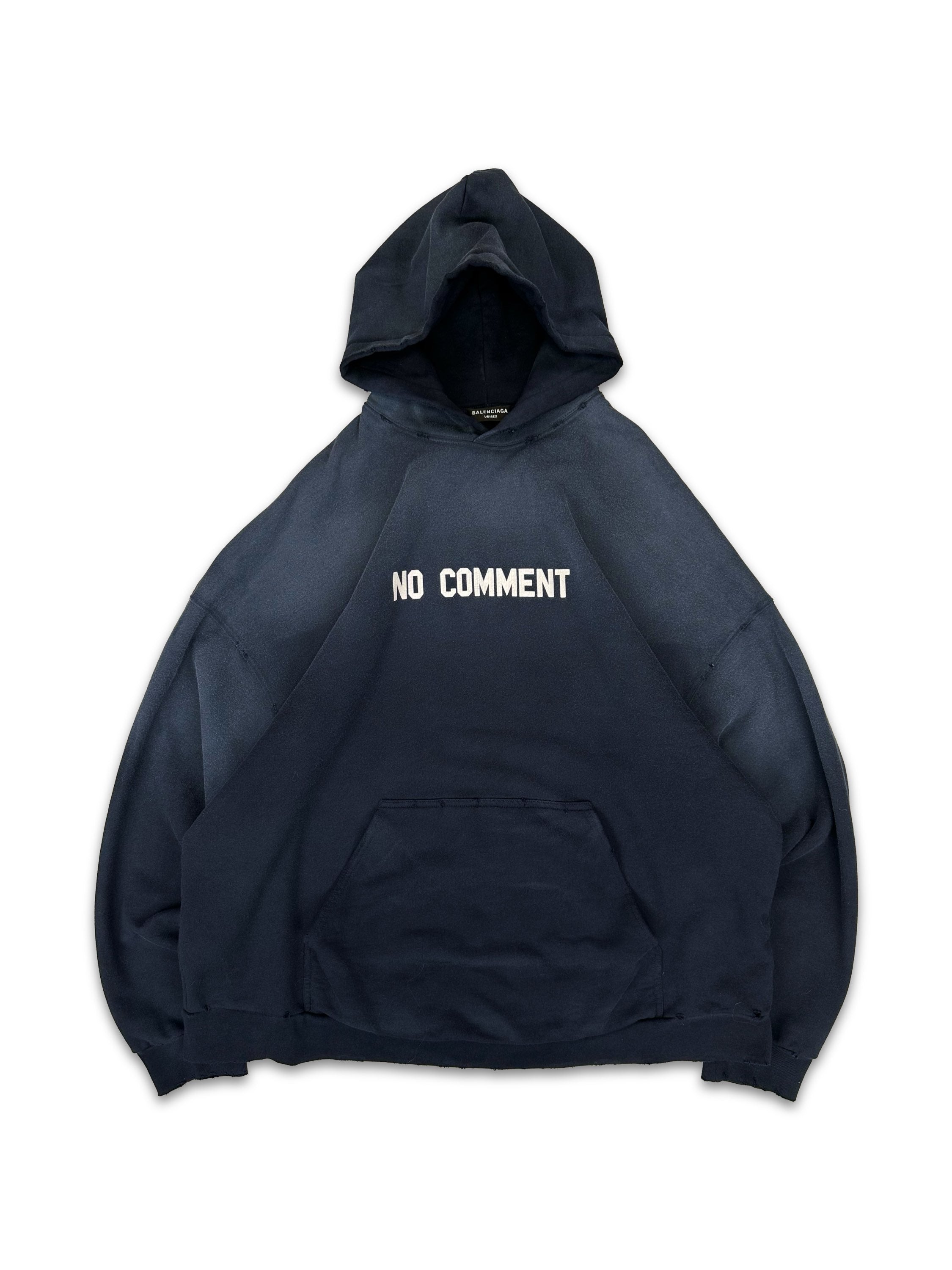 SS22 Balenciaga ‘No Comment’ Heavy Weight Faded Slogan Hoodie