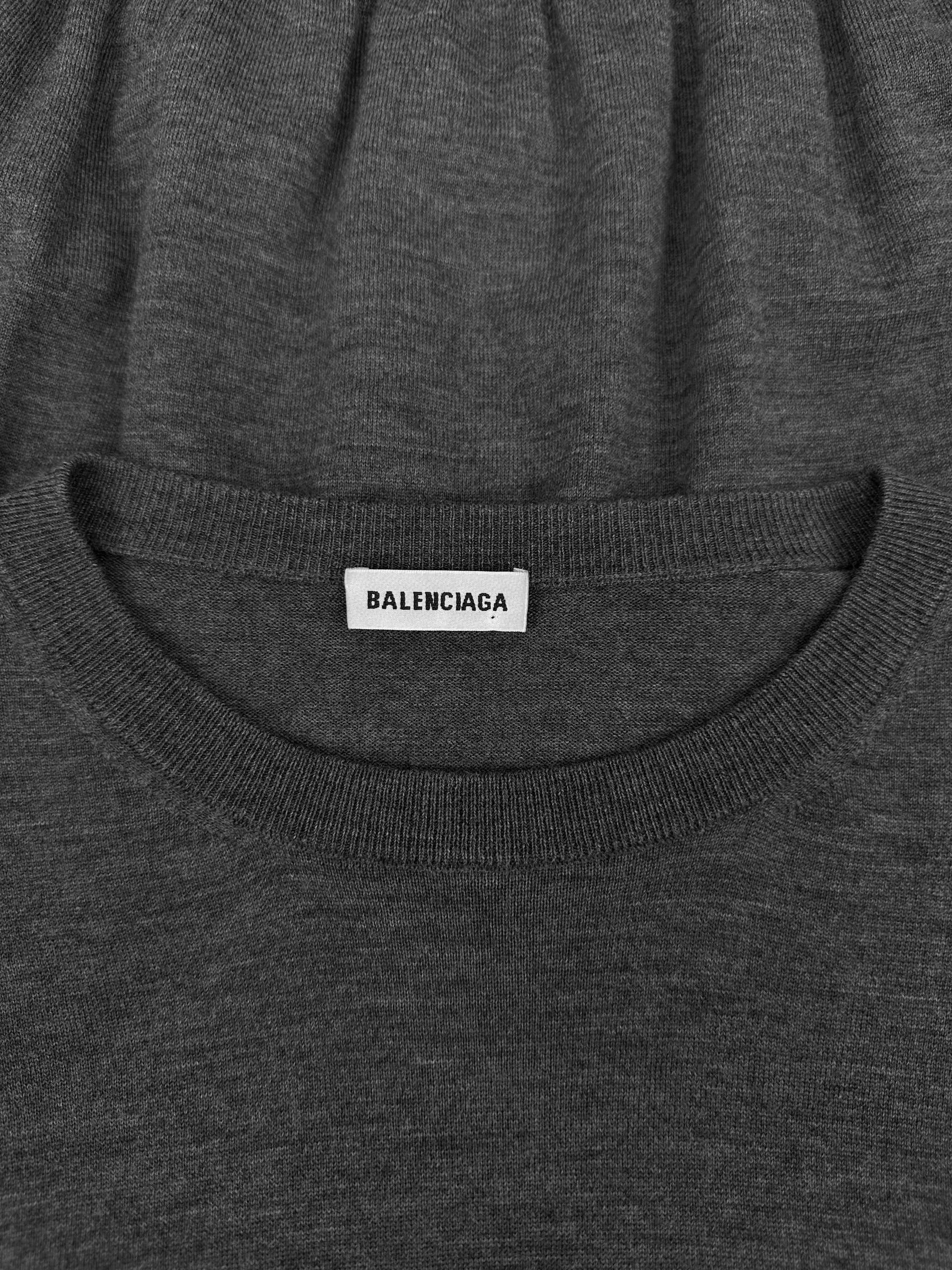 AW20 Balenciaga Knitted Back Logo Grey Sweater