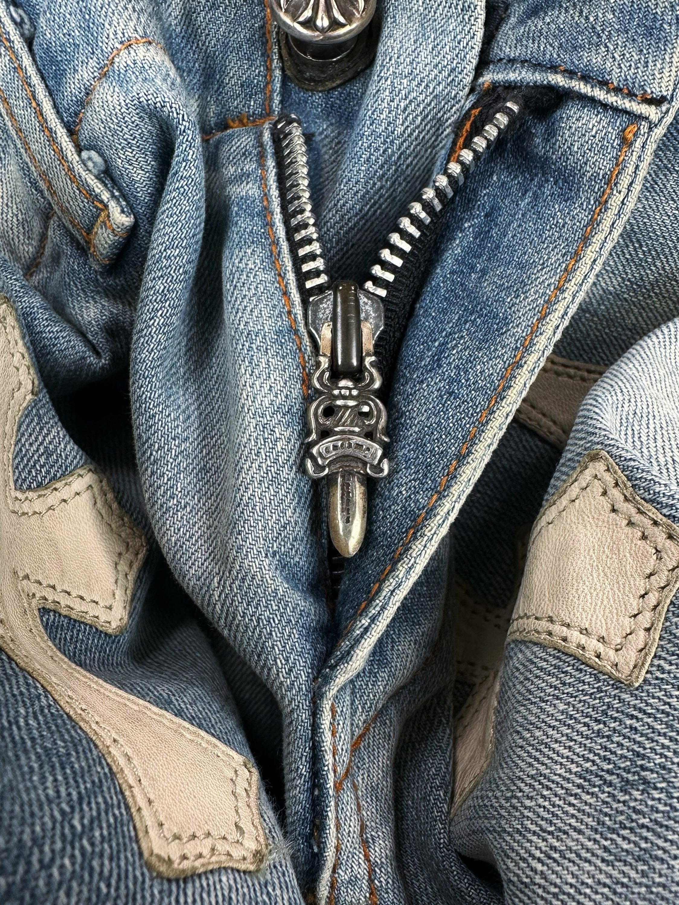 00s Chrome Hearts 1/1 Custom ‘13 Patch’ Flared Cross Denim