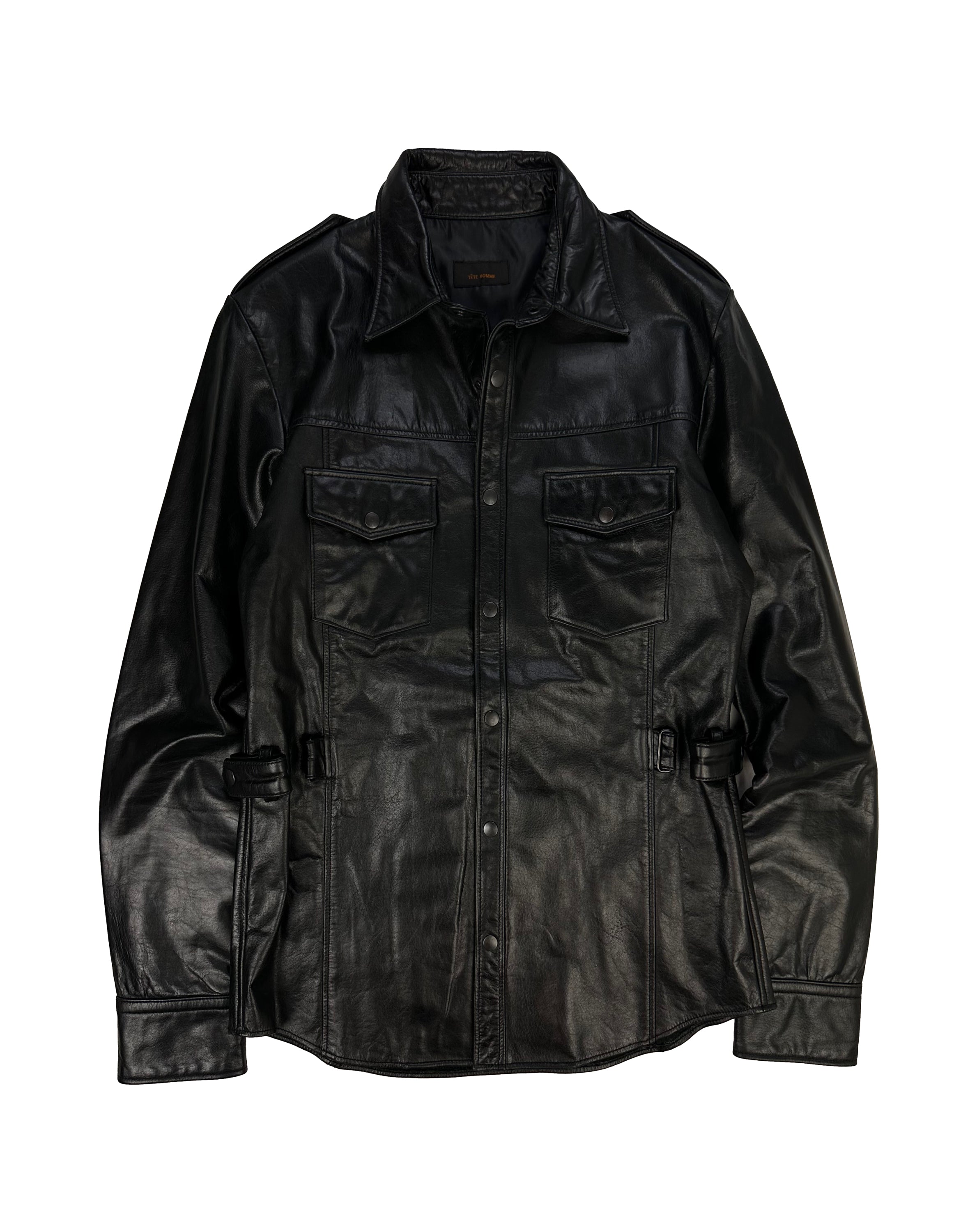 Tete Homme Black Dagger Collar Leather Jacket