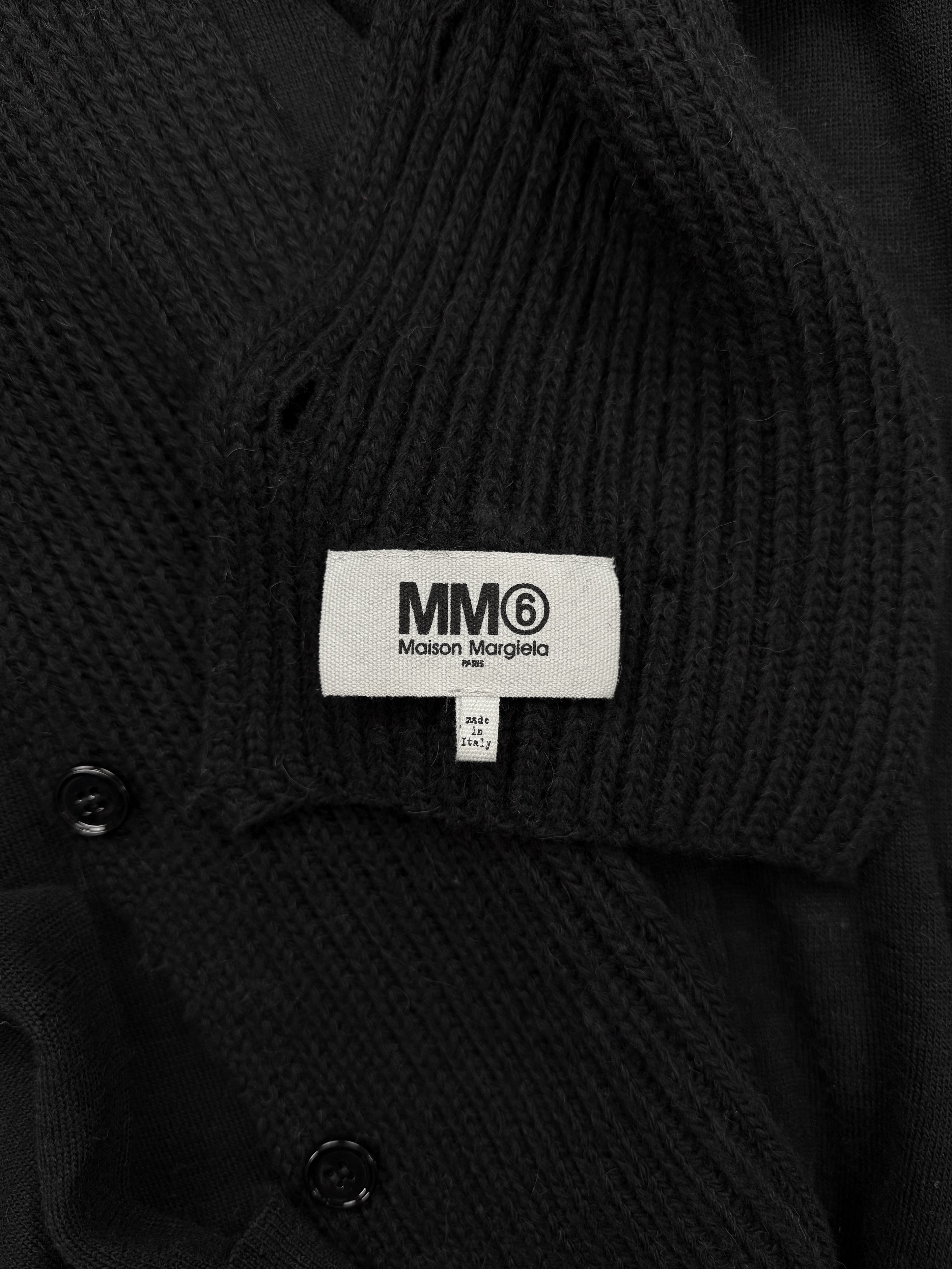 SS22 Maison Margiela Scarf Hybrid Black Knitted Cardigan