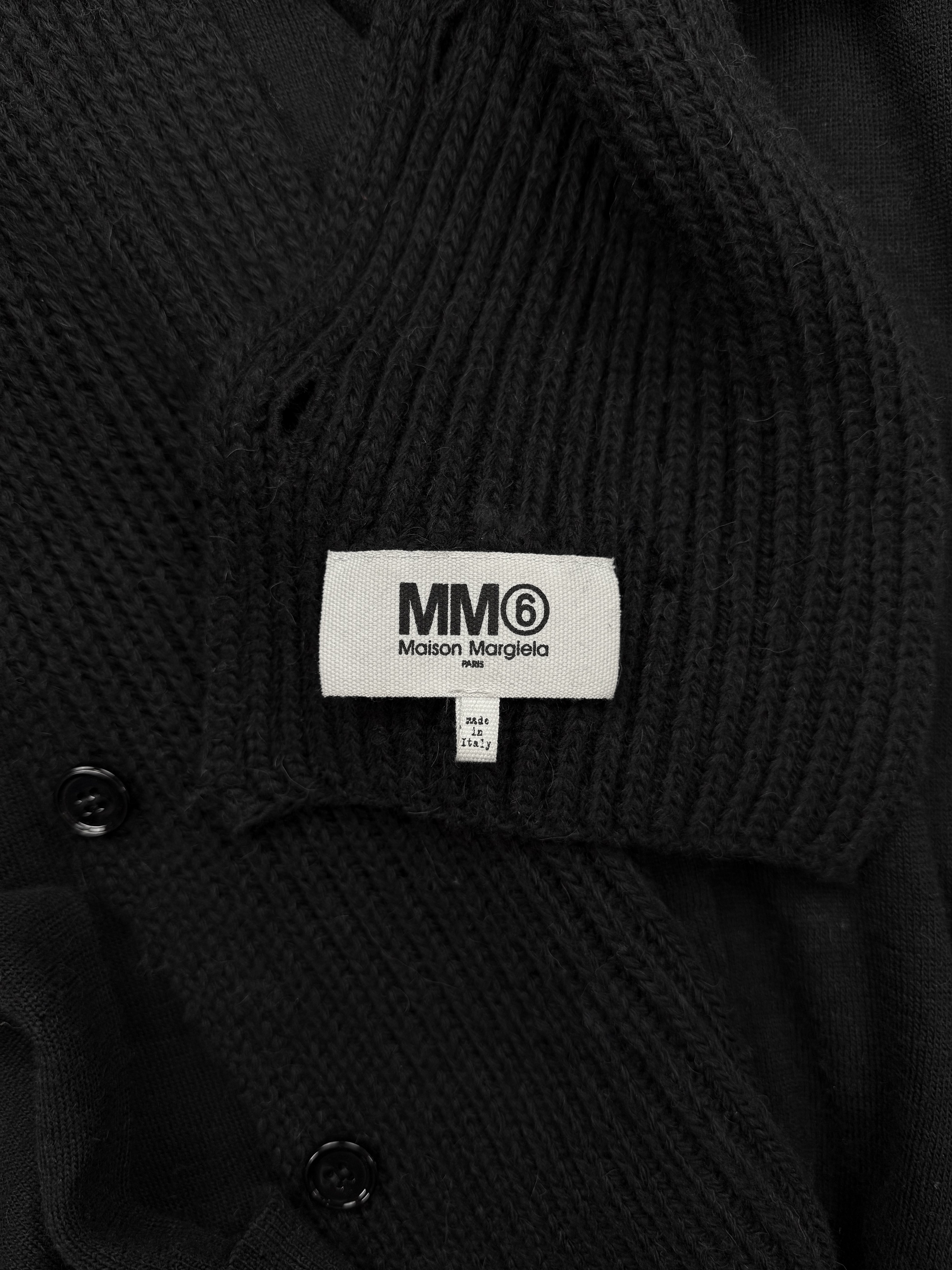 SS22 Maison Margiela Scarf Hybrid Black Knitted Cardigan