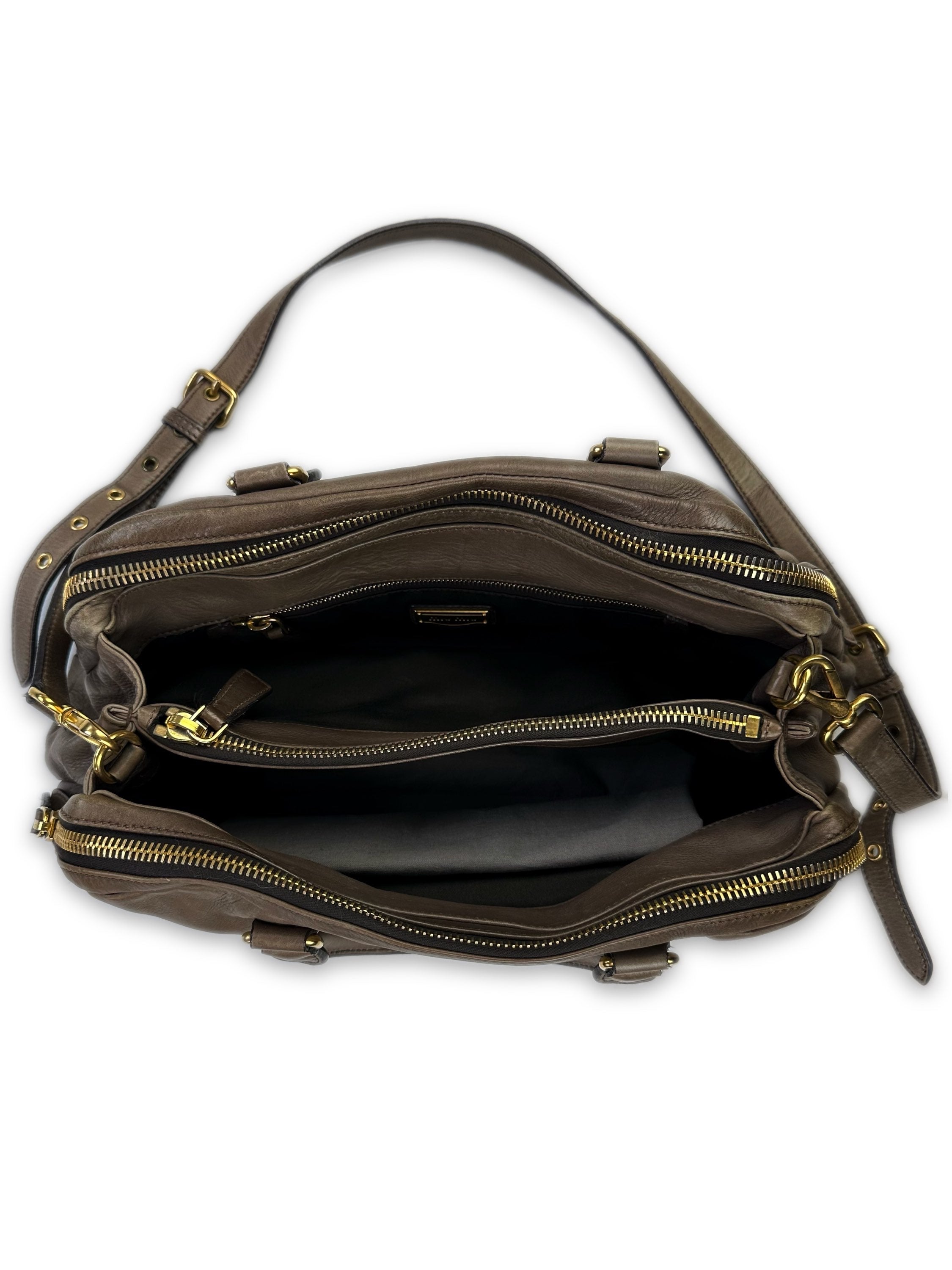 Miu Miu Brown Leather Multi-zip Handbag