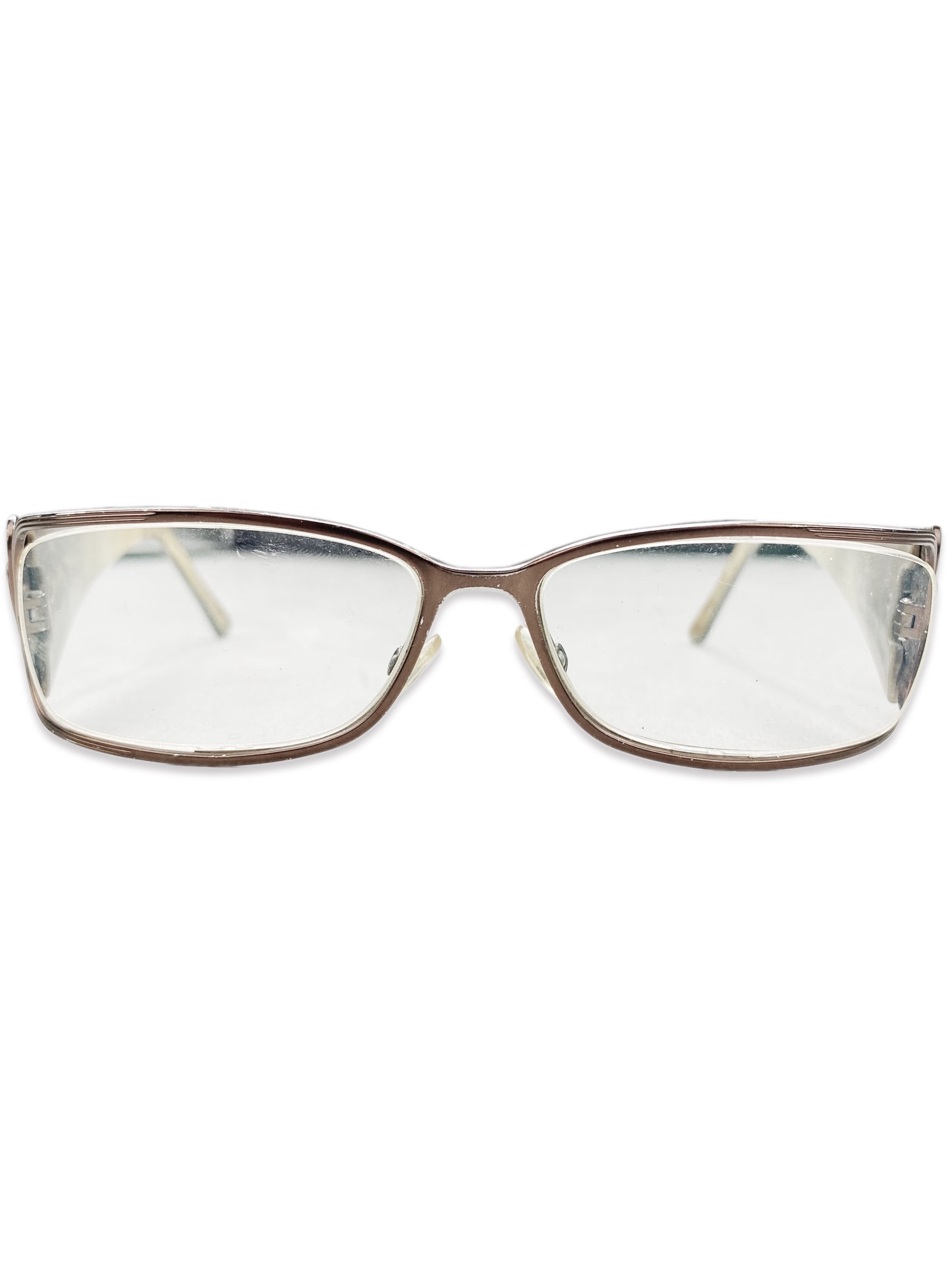 Dior Tan Cut Out Boxy Metallic Frame Glasses
