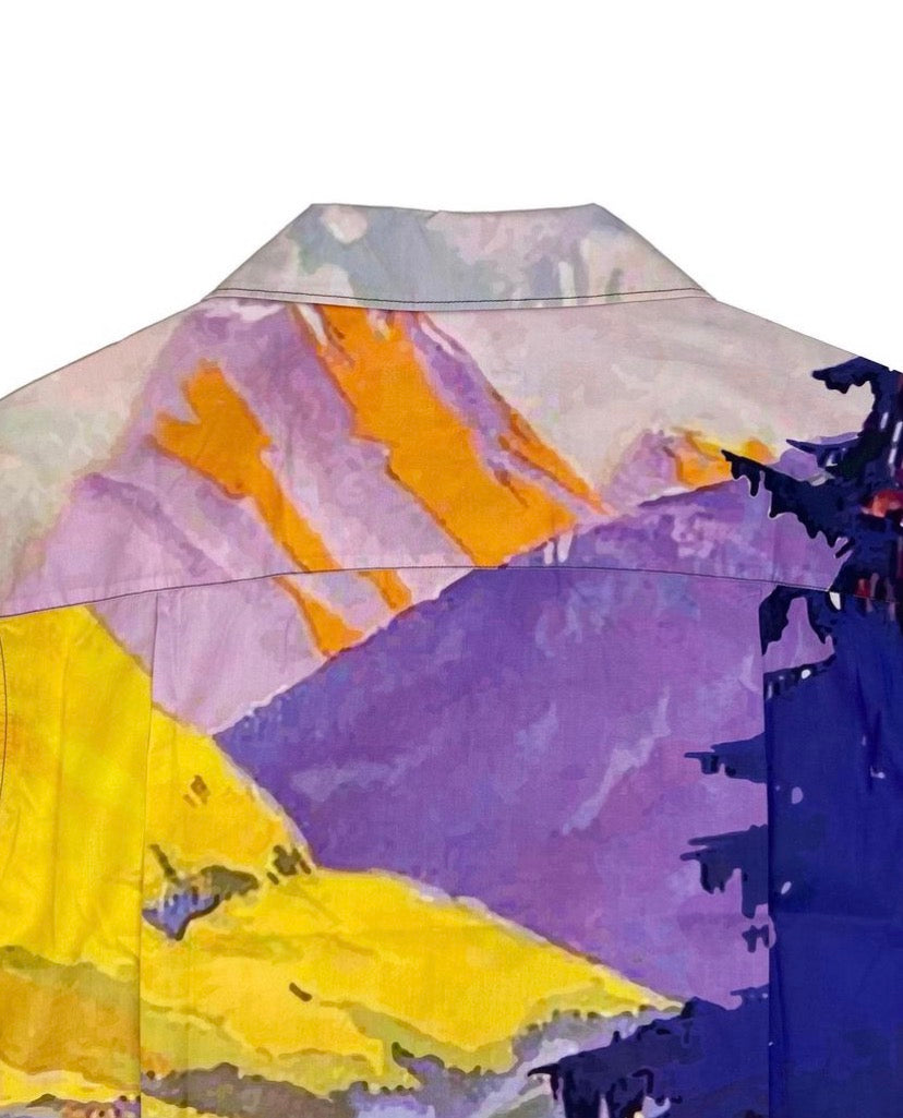 SS17 Prada Mountain Landscape Full Print Camp Collar