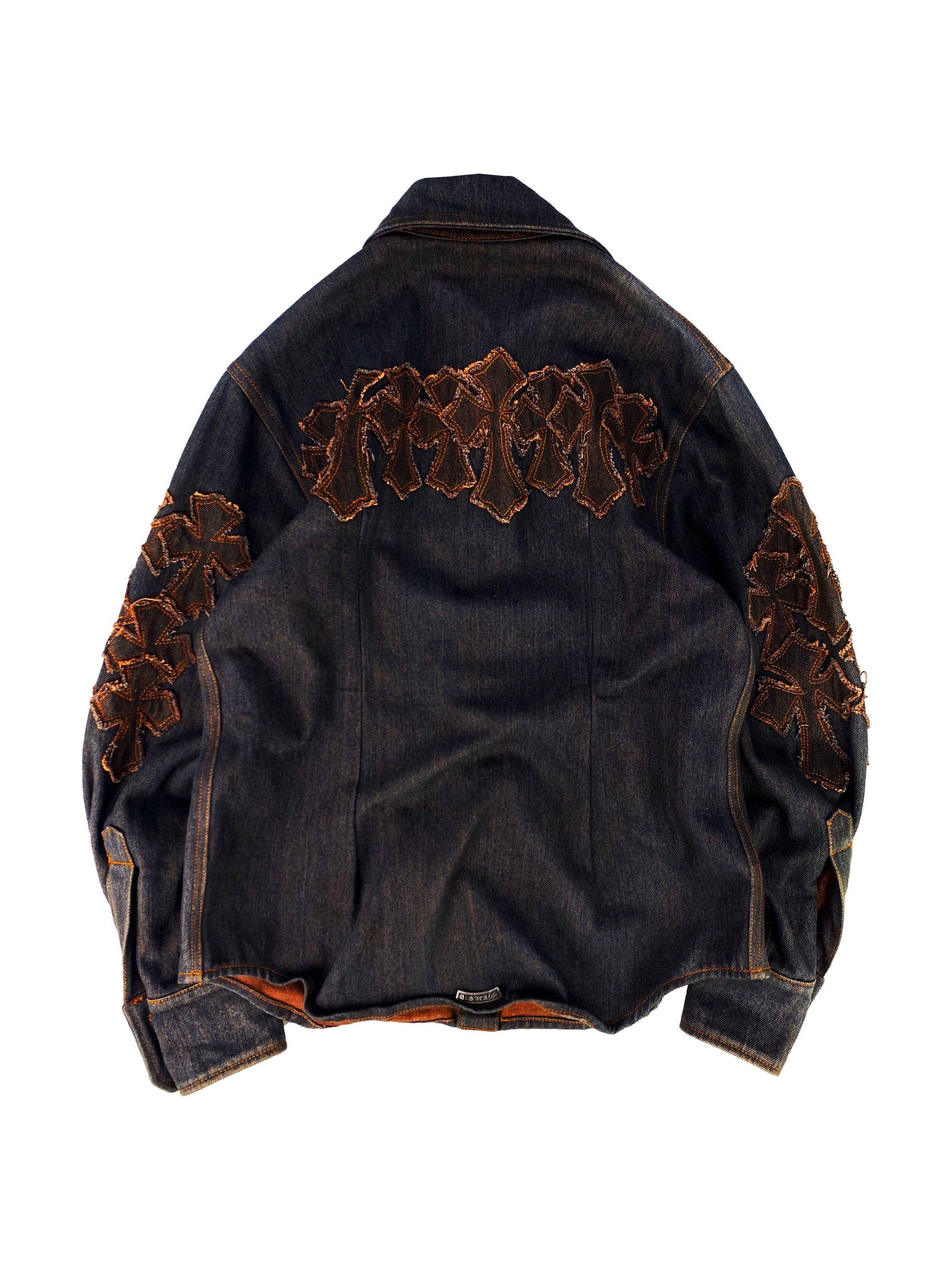90s A&G Rock ‘n Roll Couture ‘20 Cross’ Patched Denim Work Jacket
