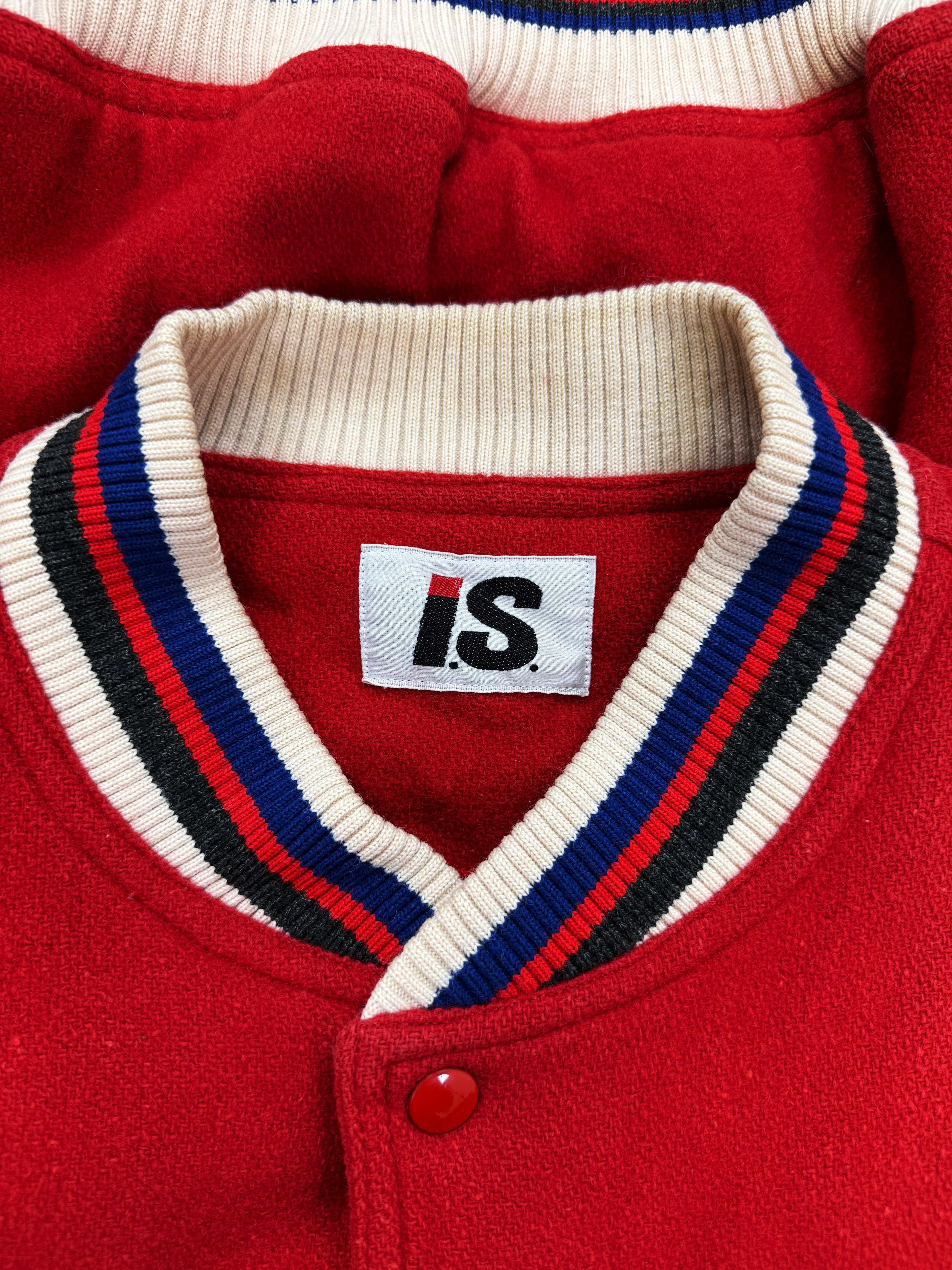 1984 Issey Miyake Sport ‘I.S. Team’ Red Leather Varsity Jacket