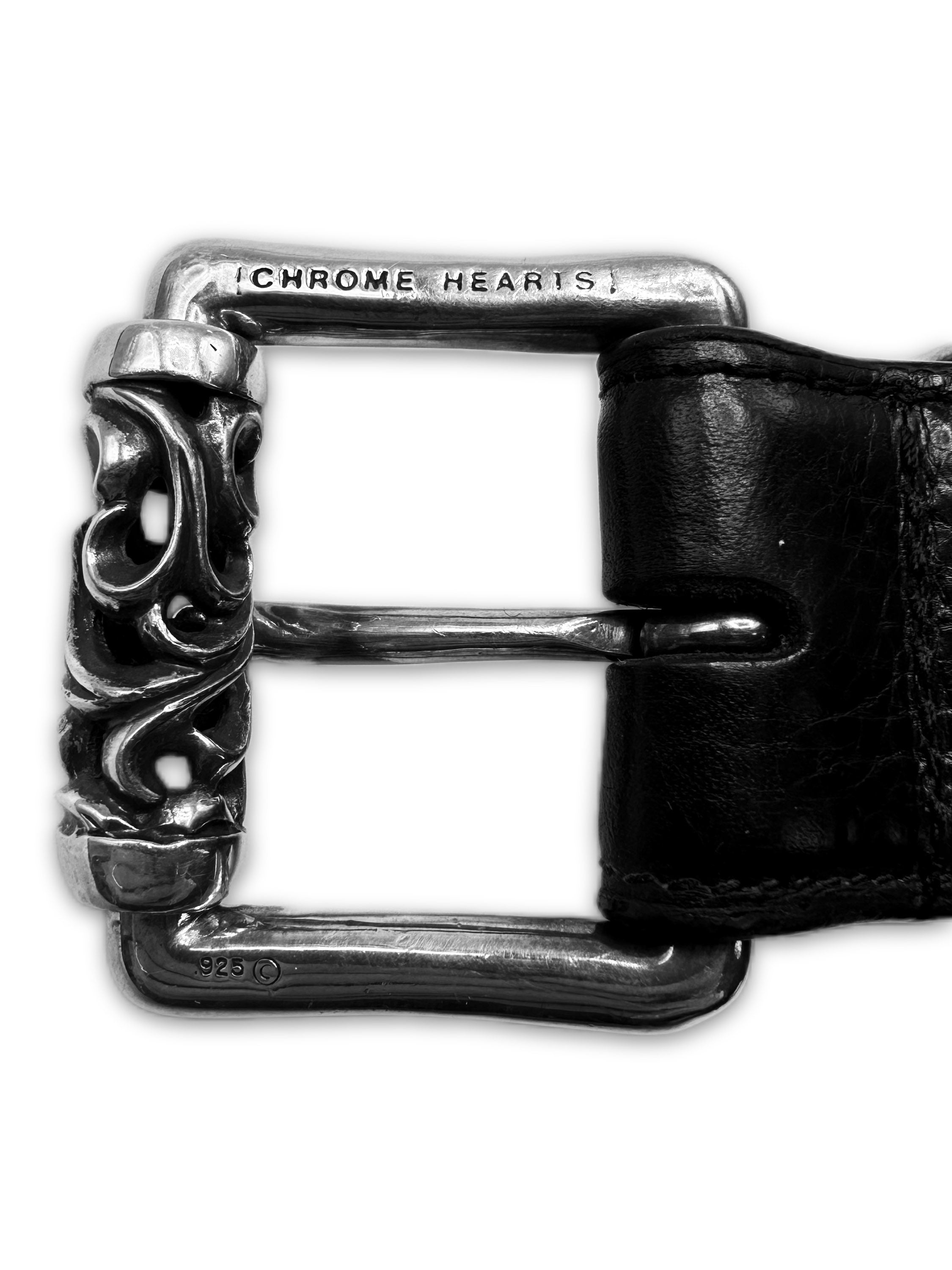 Chrome Hearts ‘Roller’ .925 Silver Black Leather Belt