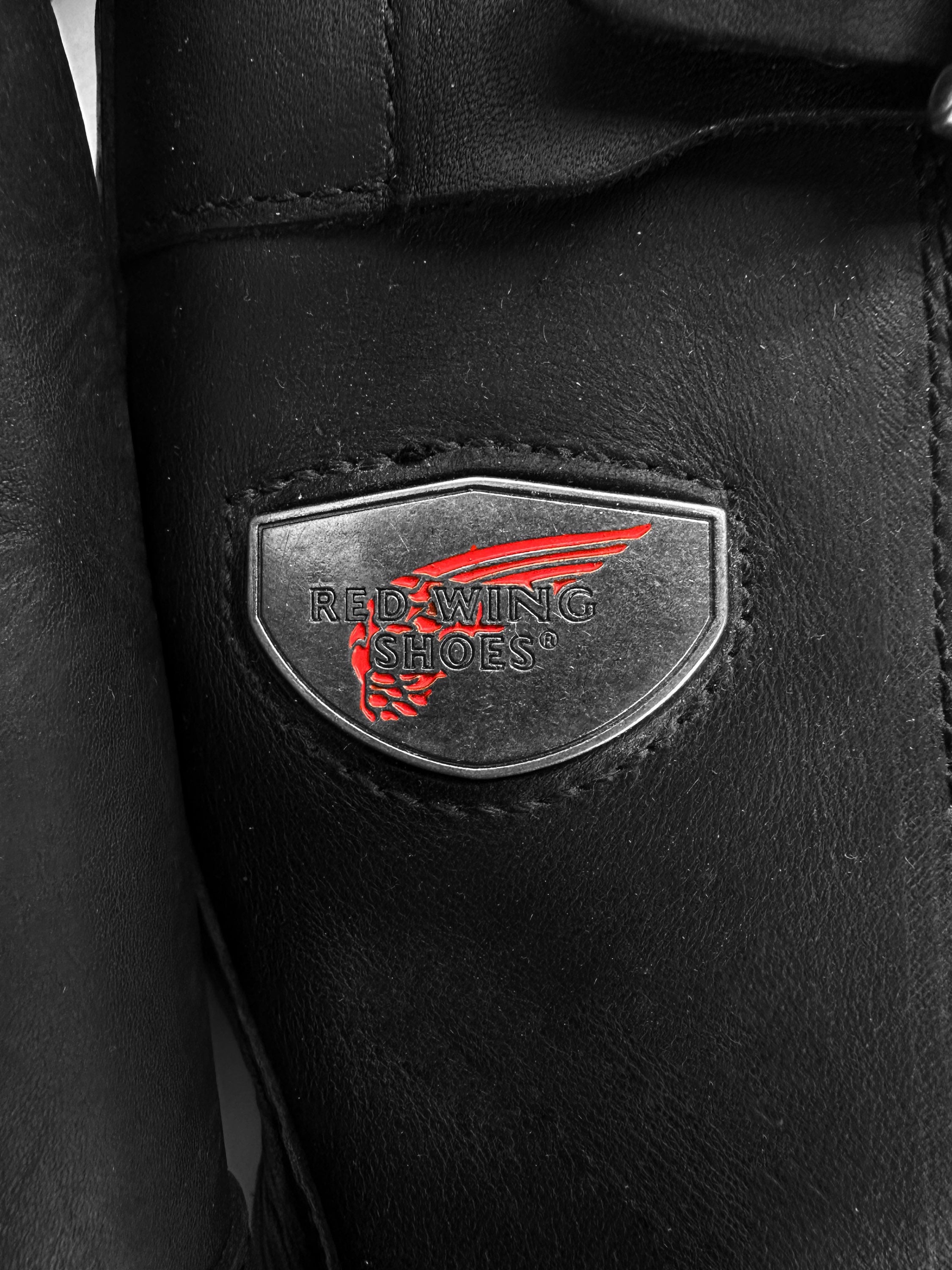 00s Red Wings Black Leather Belted Side Zip Biker Boots