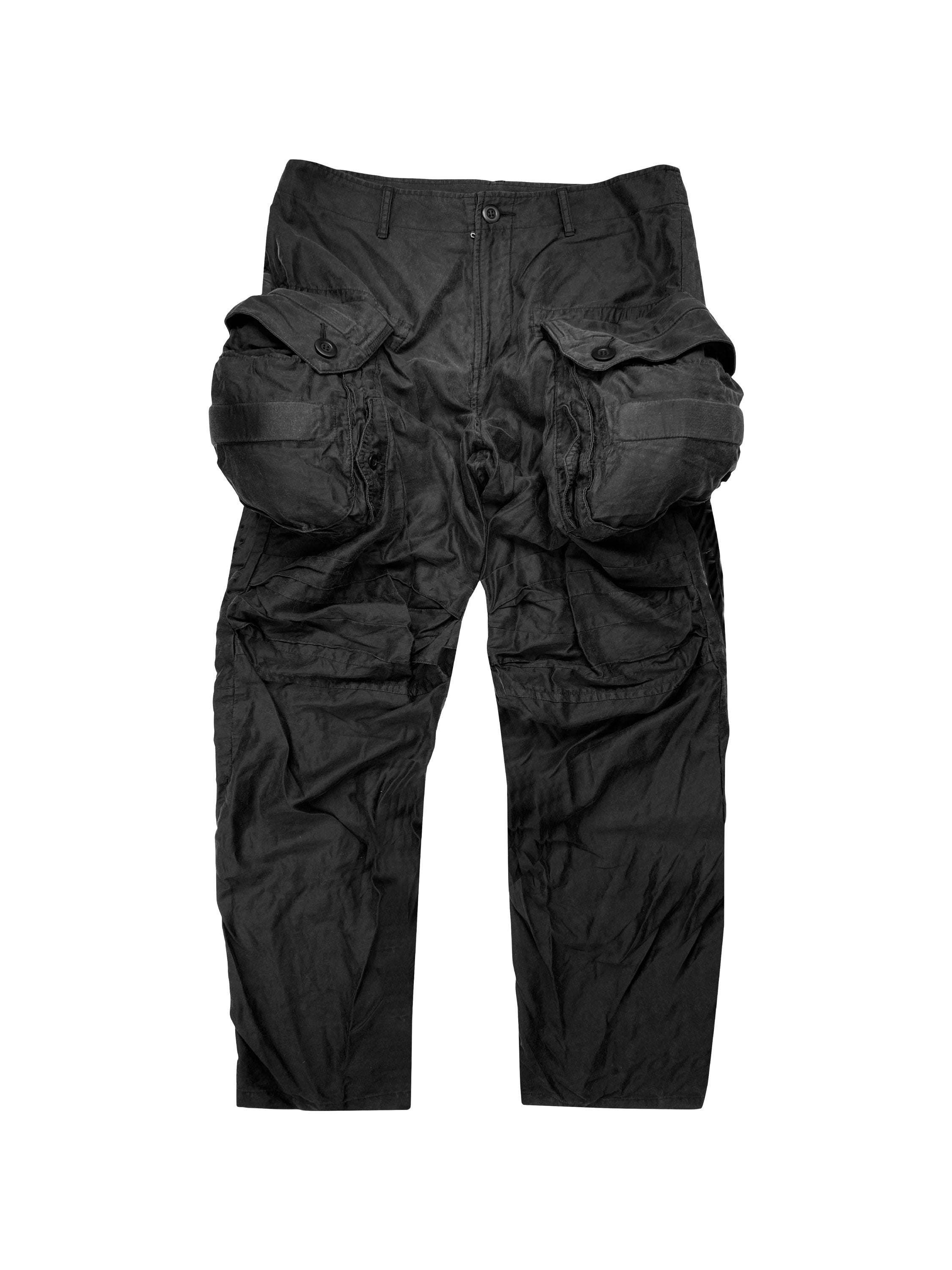 SS10 Julius Black Oversized Gas Mask Cargo Pants