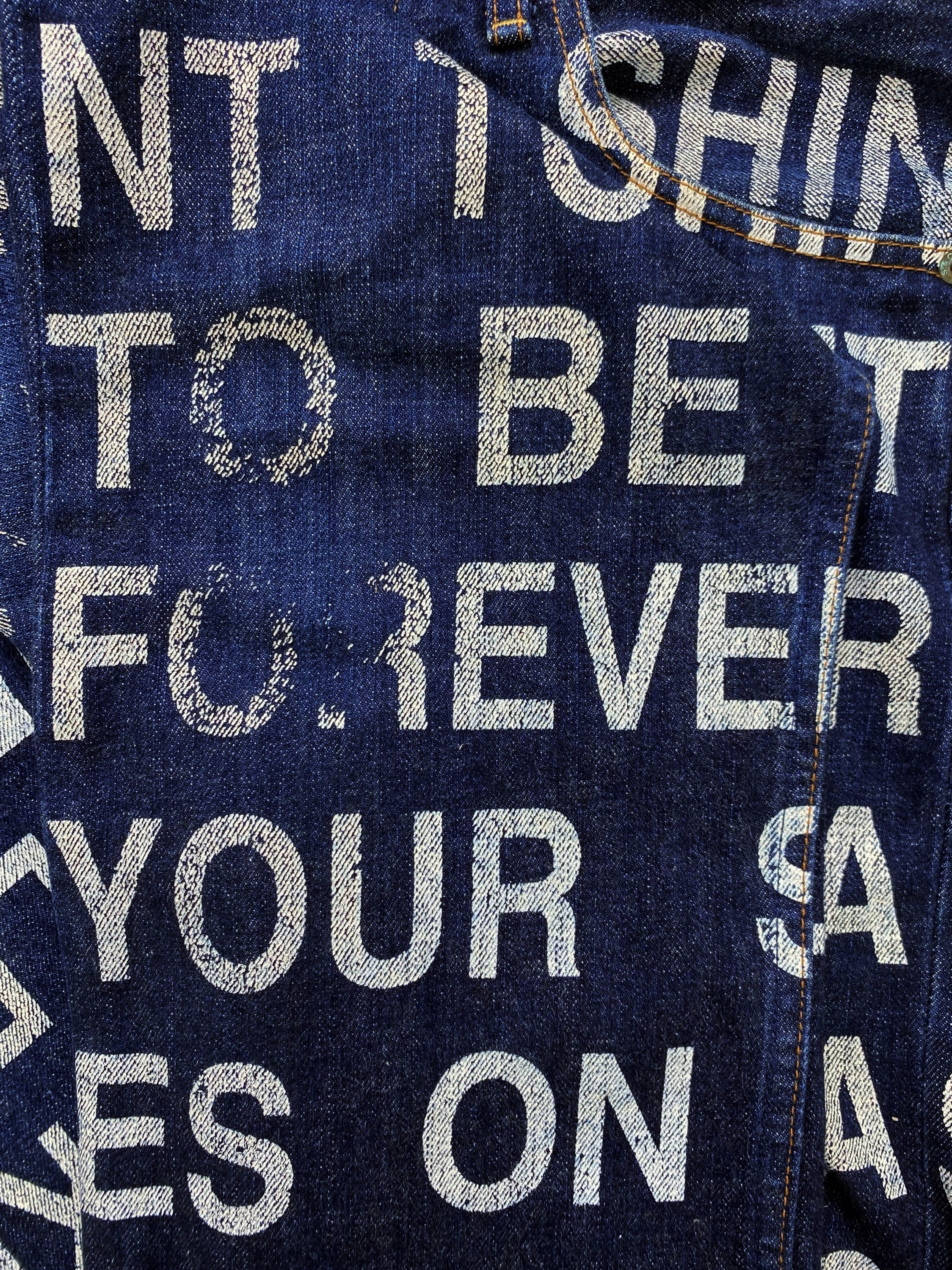 SS02 Junya Watanabe “Forever” Poem Indigo Full Print Denim