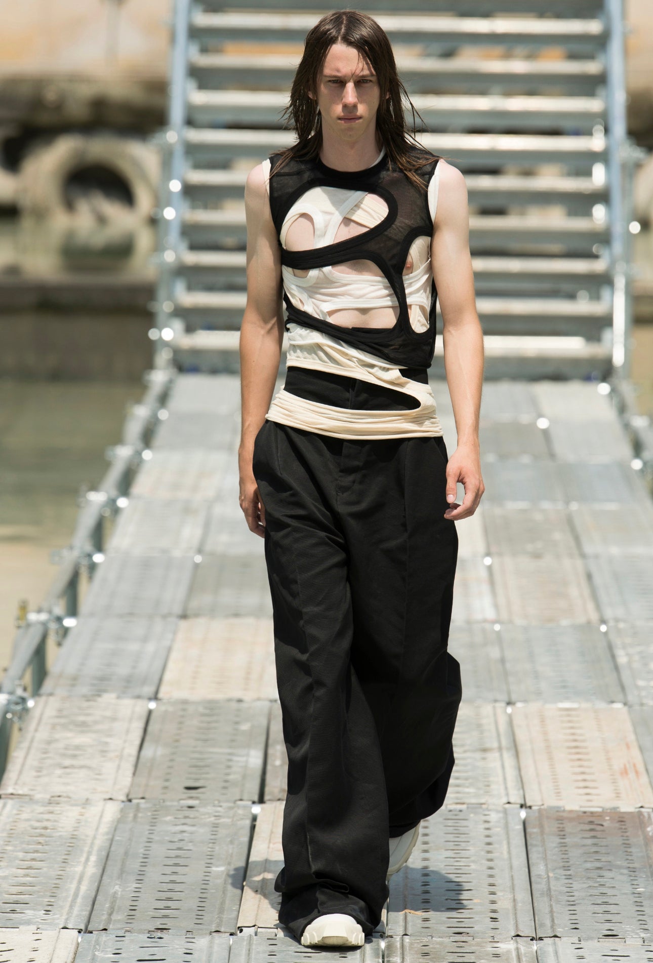 SS18 Rick Owens ‘Membrane’ Dirt Cut Out Geometric Tank-top